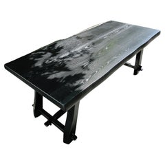 Olavi Hanninen  Vintage Black Brutalist Table in Elm 