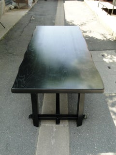 Olavi Hanninen  Vintage Black Brutalist Table Desk in Elm