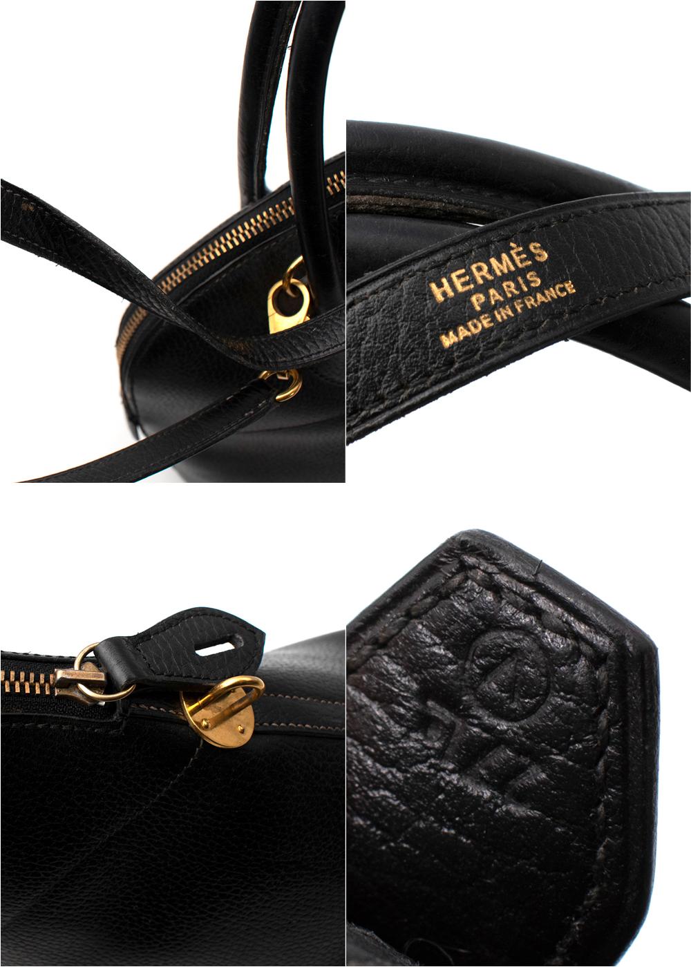 Vintage Black Buffalo Leather Bolide 35 Bag GHW For Sale 5