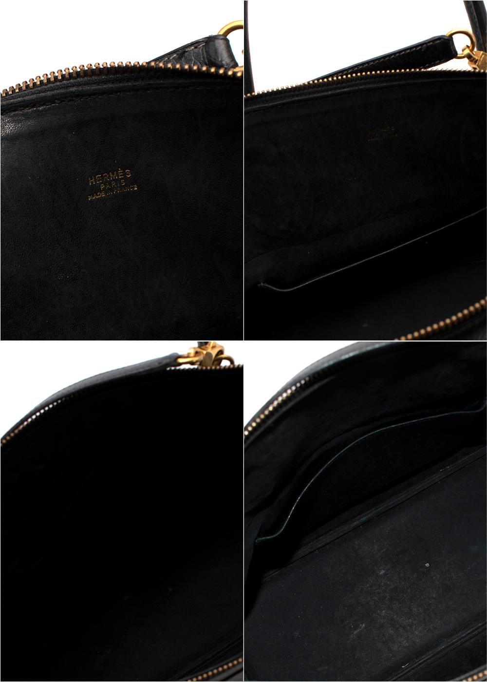 Vintage Black Buffalo Leather Bolide 35 Bag GHW For Sale 6