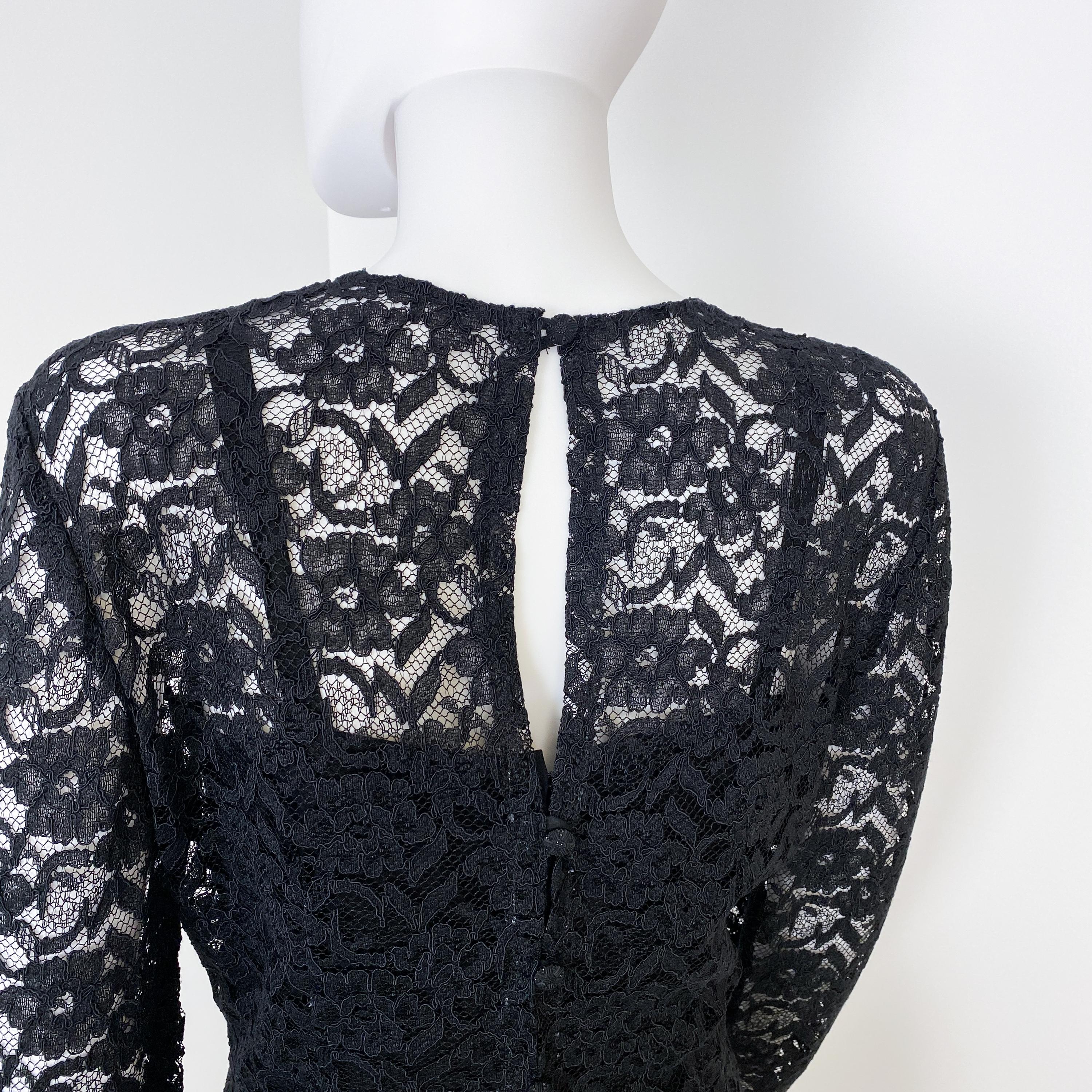 Vintage Black Bustier Evening Dress with Semi Sheer Lace Blouse Size 8 For Sale 7