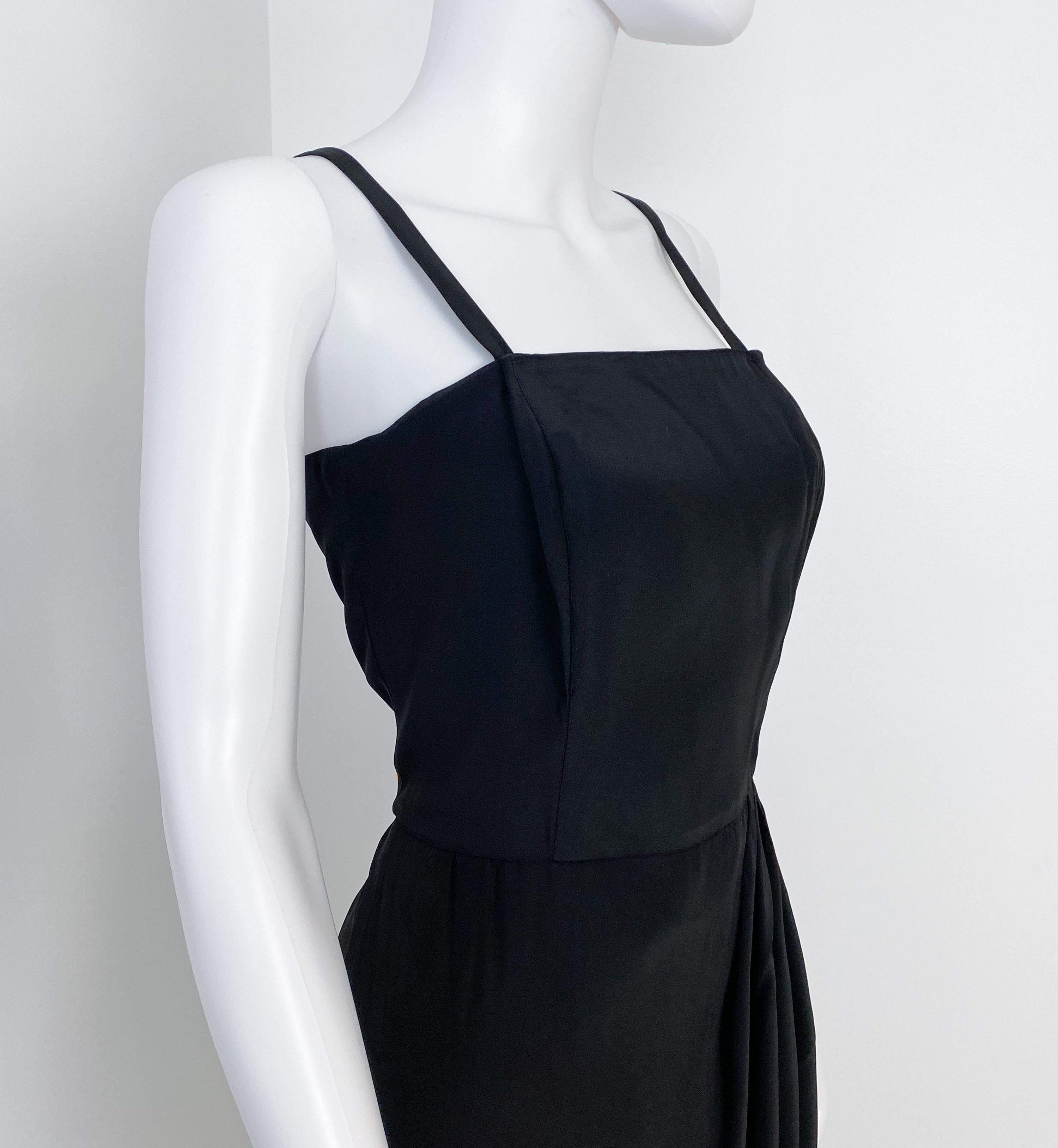 Vintage Black Bustier Evening Dress with Semi Sheer Lace Blouse Size 8 For Sale 11
