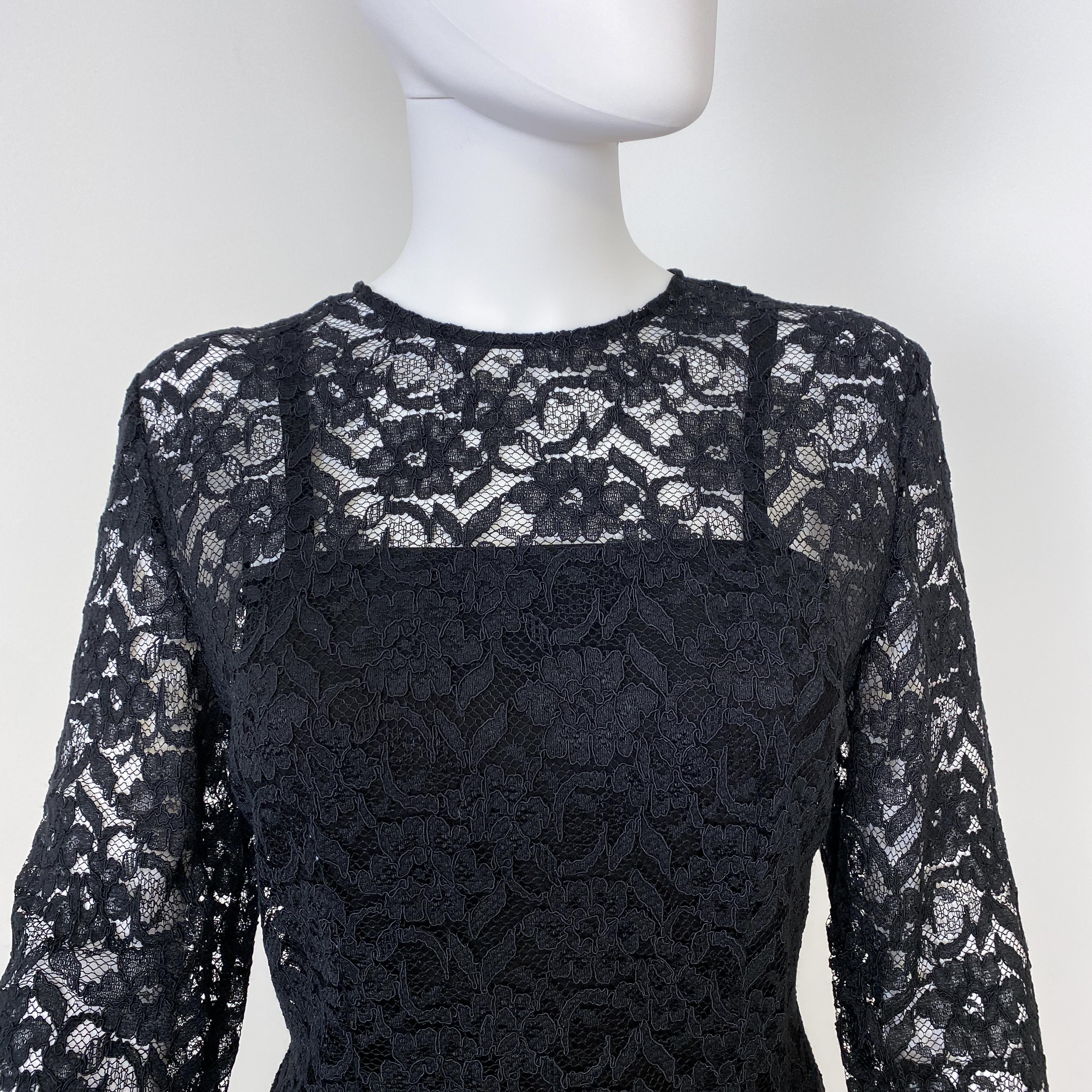 Vintage Black Bustier Evening Dress with Semi Sheer Lace Blouse Size 8 In Excellent Condition For Sale In Atlanta, GA