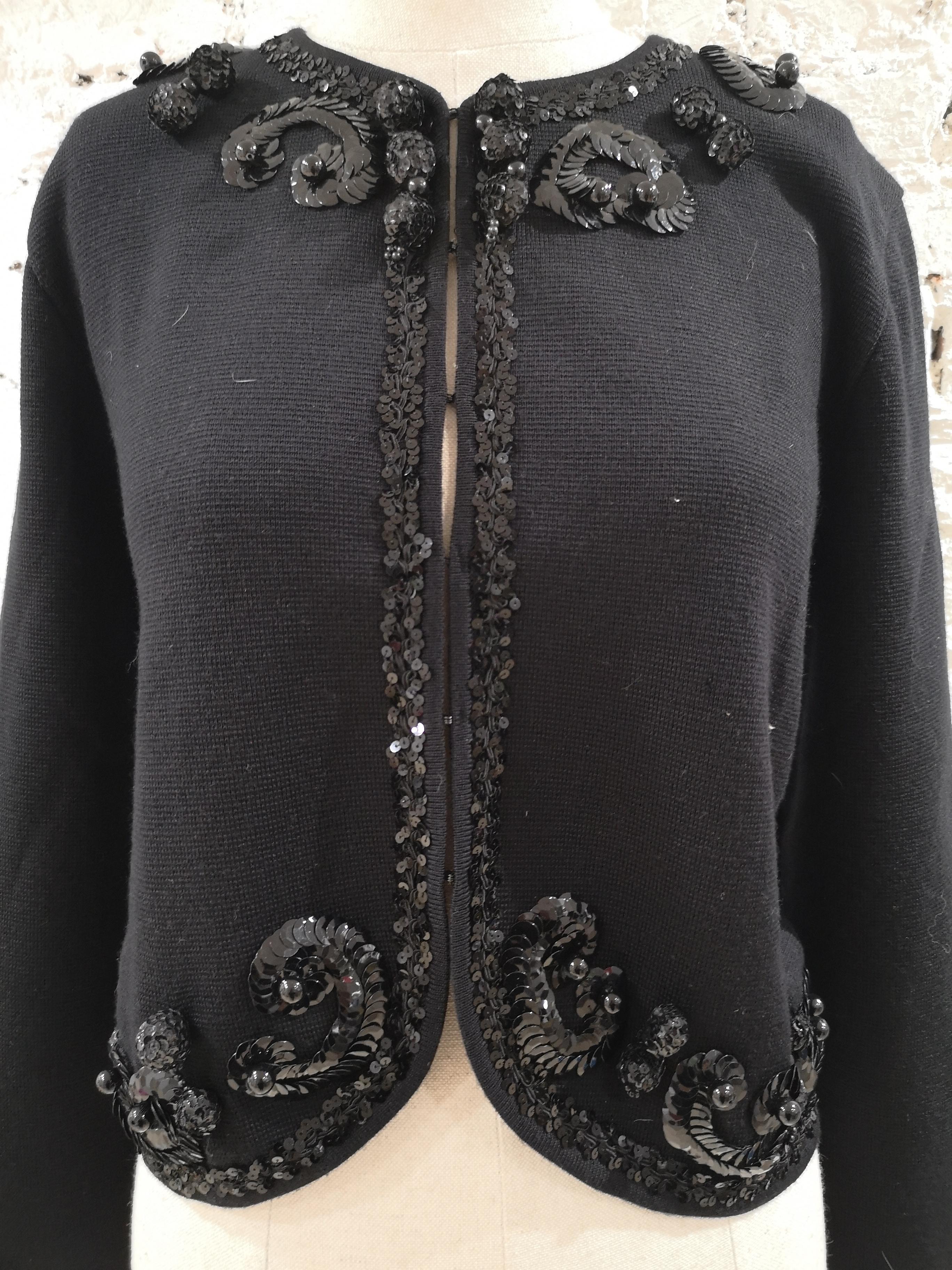 black cardigan with sequins