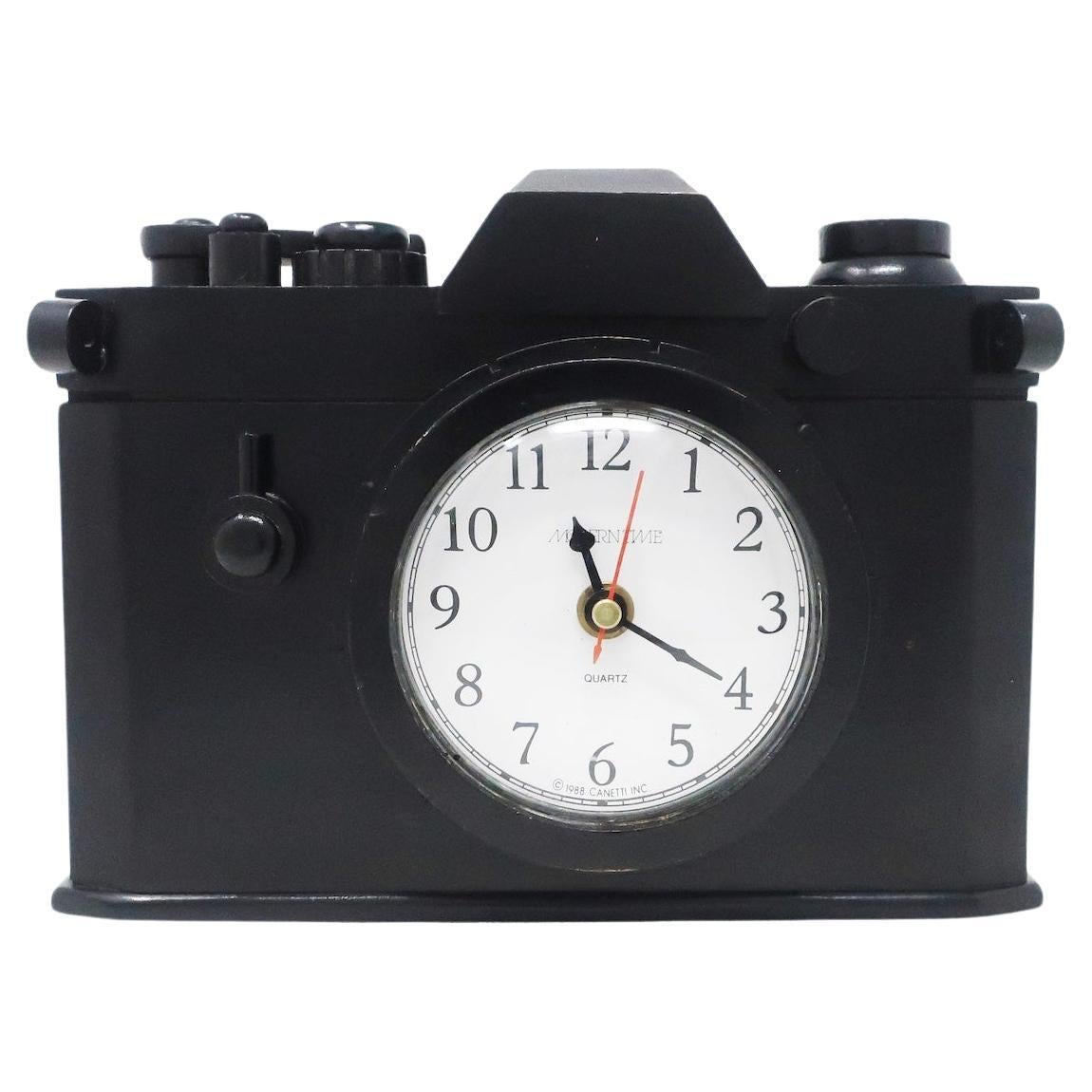 Vintage Black Canetti Camera Clock For Sale