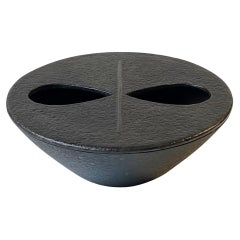 Vintage Black Cast Iron Mask, Lidded Bowl, Sweden, 1960s