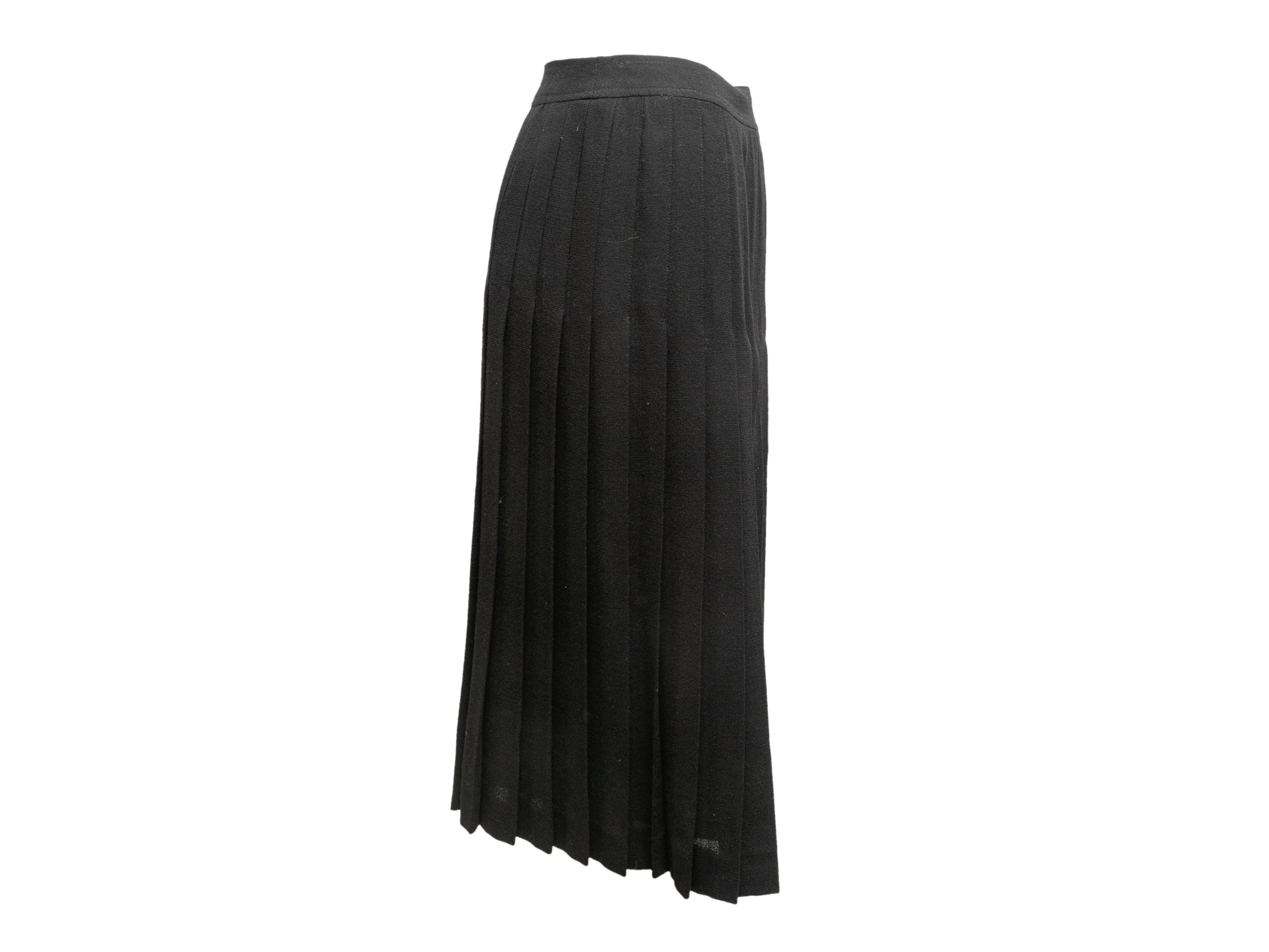 Vintage Black Celine Wool Pleated Skirt In Excellent Condition In New York, NY