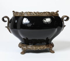 Vintage Black Ceramic and Claw-Footed Compote / Tureen