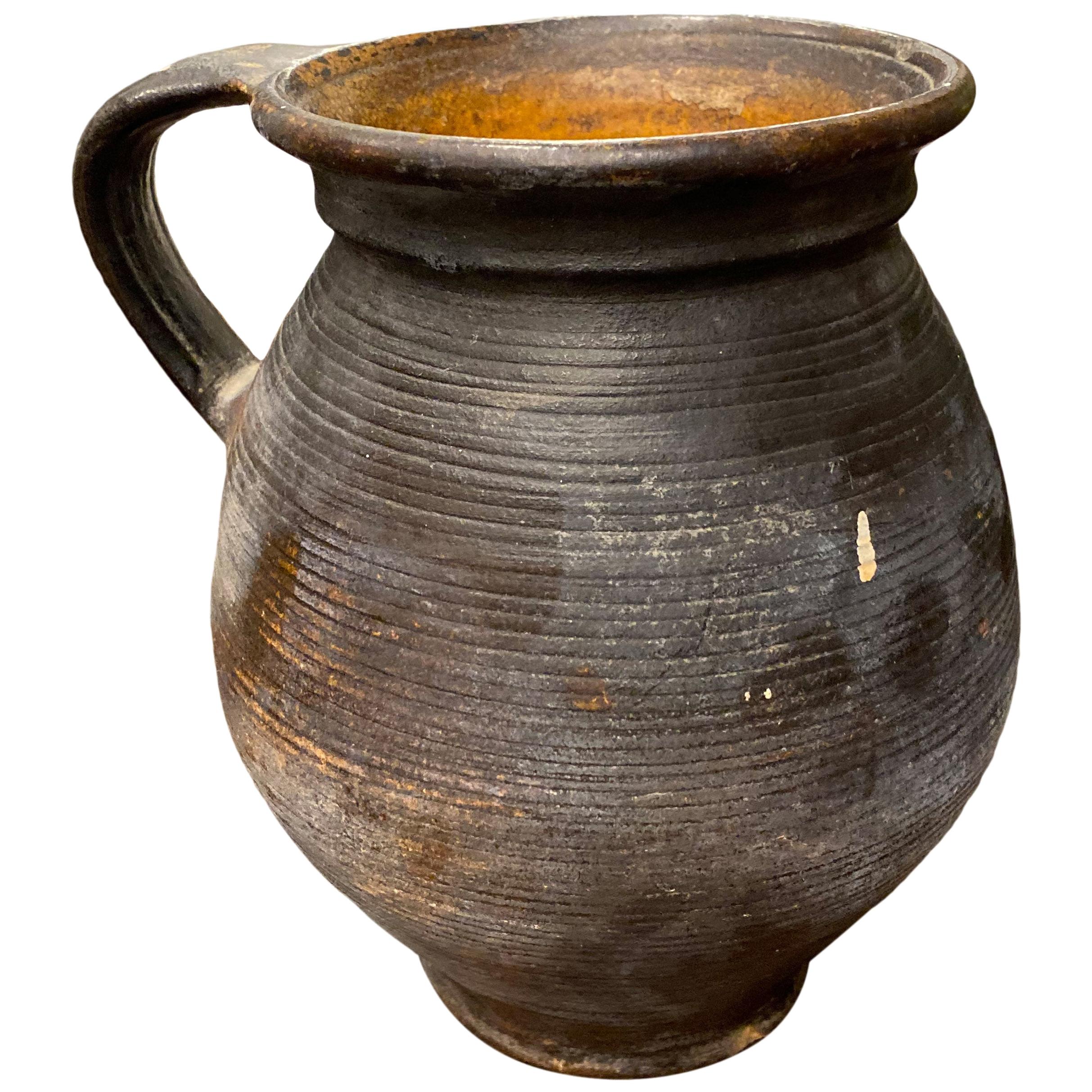 Vintage Black Ceramic Jug at 1stDibs