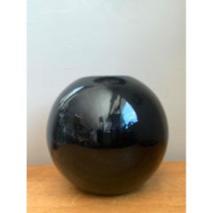 Vintage Black Ceramic Sphere Vase
