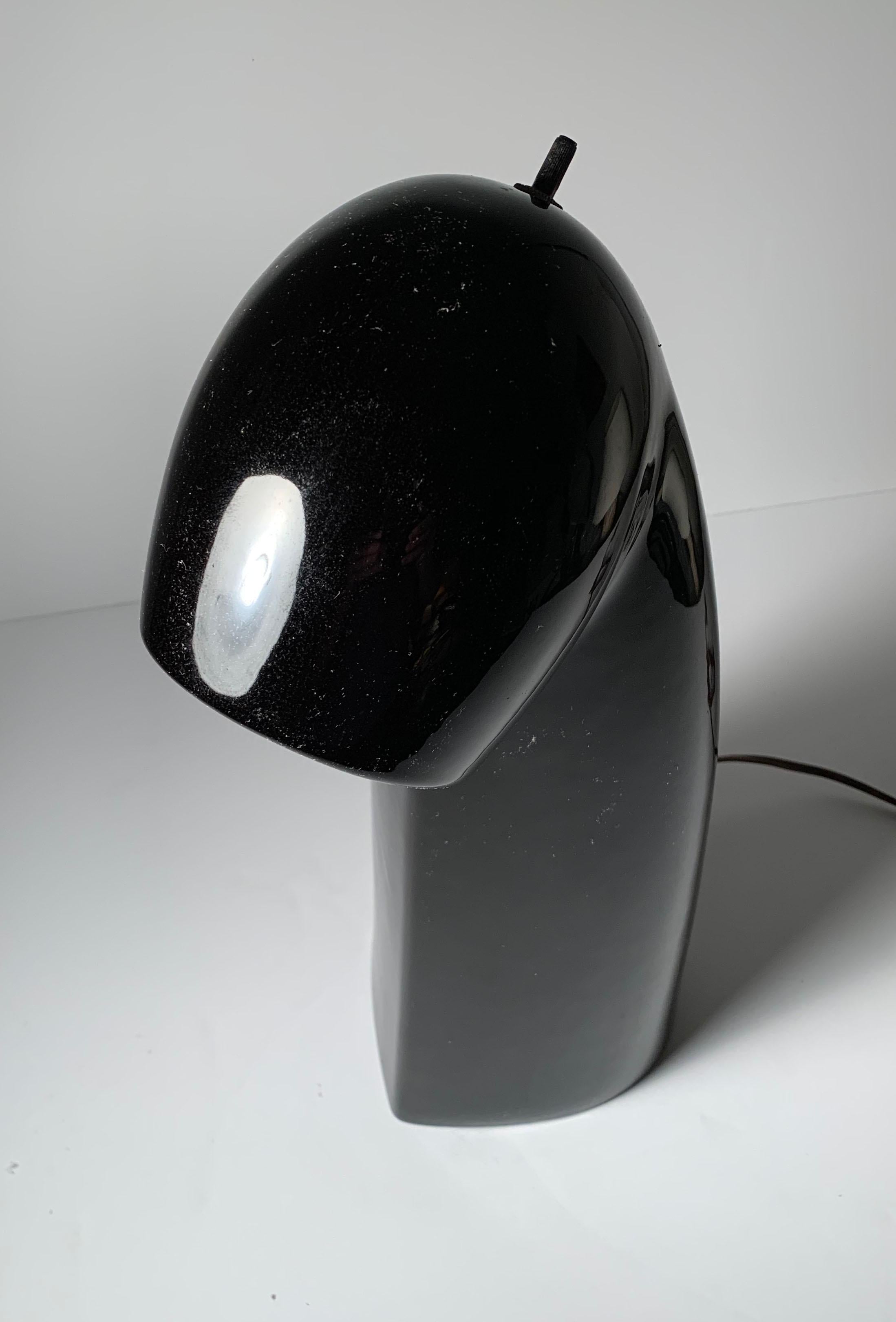 20th Century Vintage Gloss Black Ceramic Table Lamp For Sale