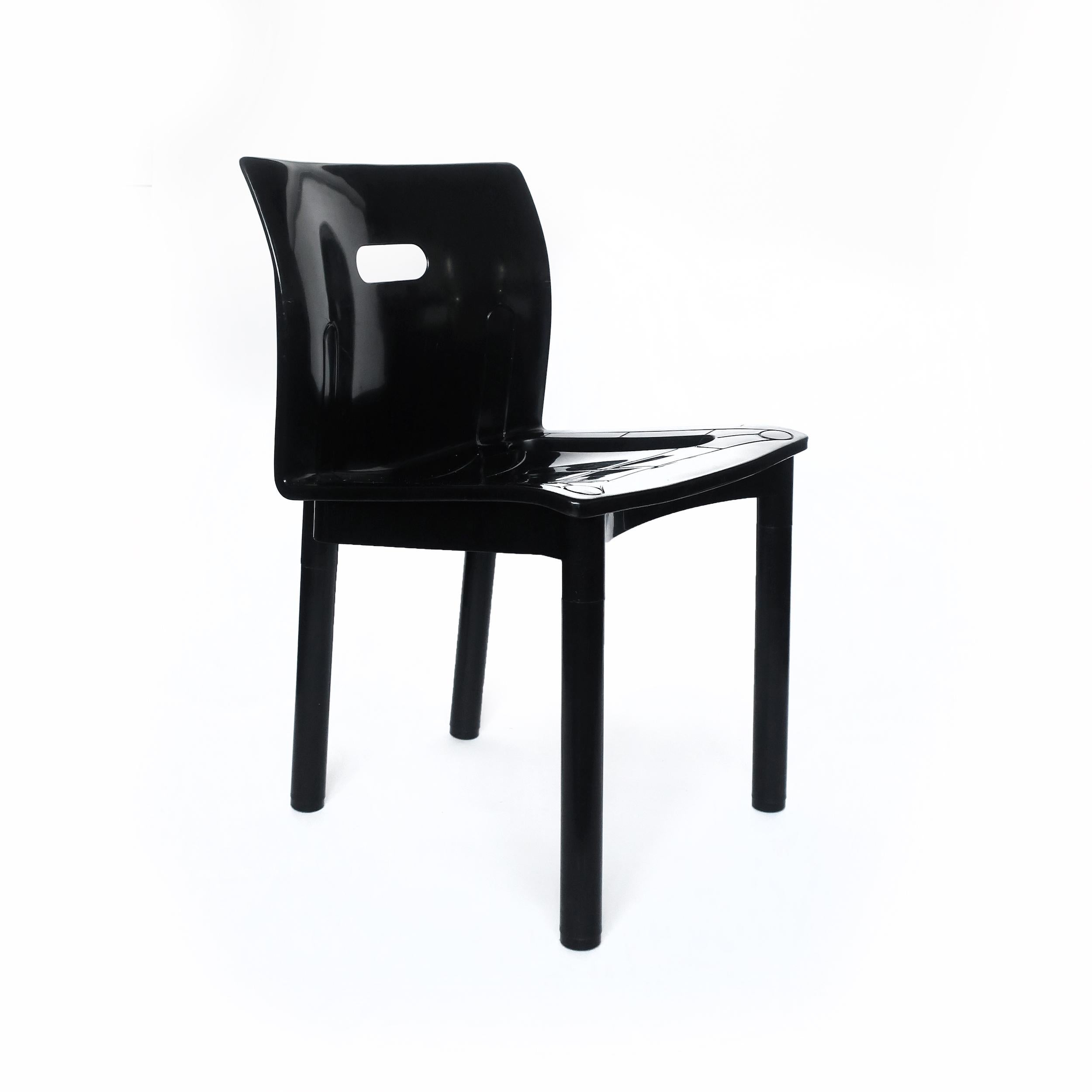 Vintage Black Chair 4870 by Anna Castelli Ferrieri for Kartell In Good Condition For Sale In Brooklyn, NY
