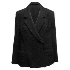 Vintage Black Chanel 2000 Boucle Blazer Size FR 48