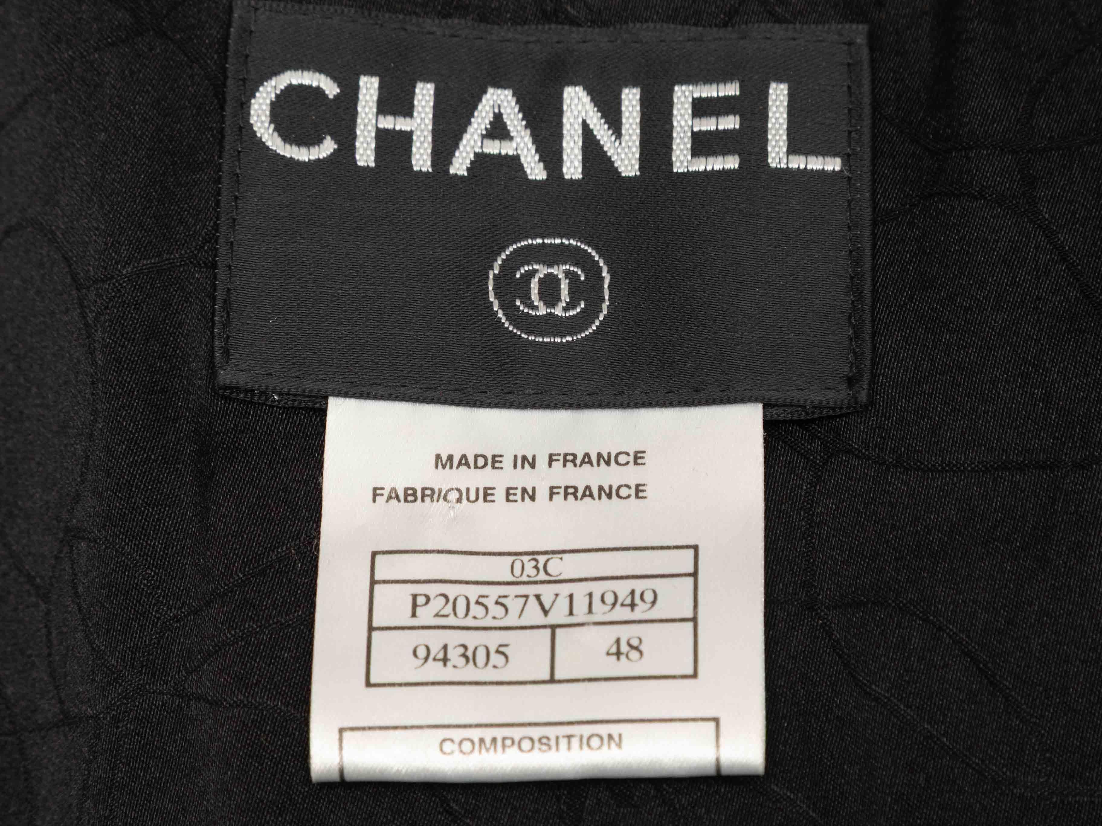 Donna Blazer vintage nero Chanel 2003 in lana con motivo a camelia taglia FR 48 in vendita