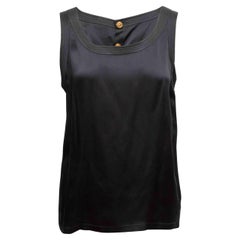 Vintage Black Chanel Boutique Silk Sleeveless Top Size FR 42