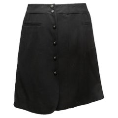 Retro Black Chanel Boutique Spring/Summer 1996 Wool Skirt Size FR 46