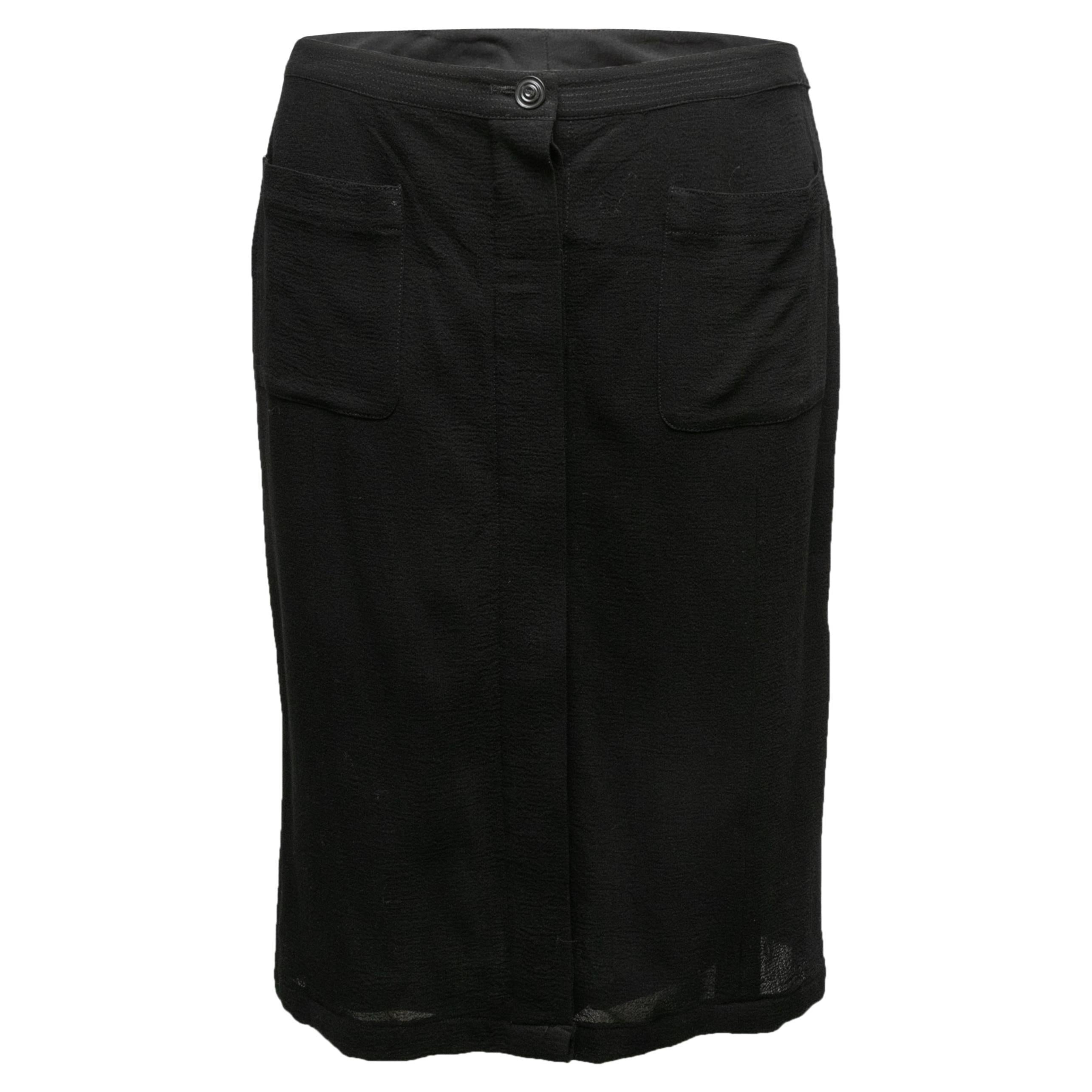 Vintage Black Chanel Boutique Spring/Summer 1999 Wool Skirt Size FR 48 For Sale