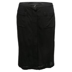 Retro Black Chanel Boutique Spring/Summer 1999 Wool Skirt Size FR 48