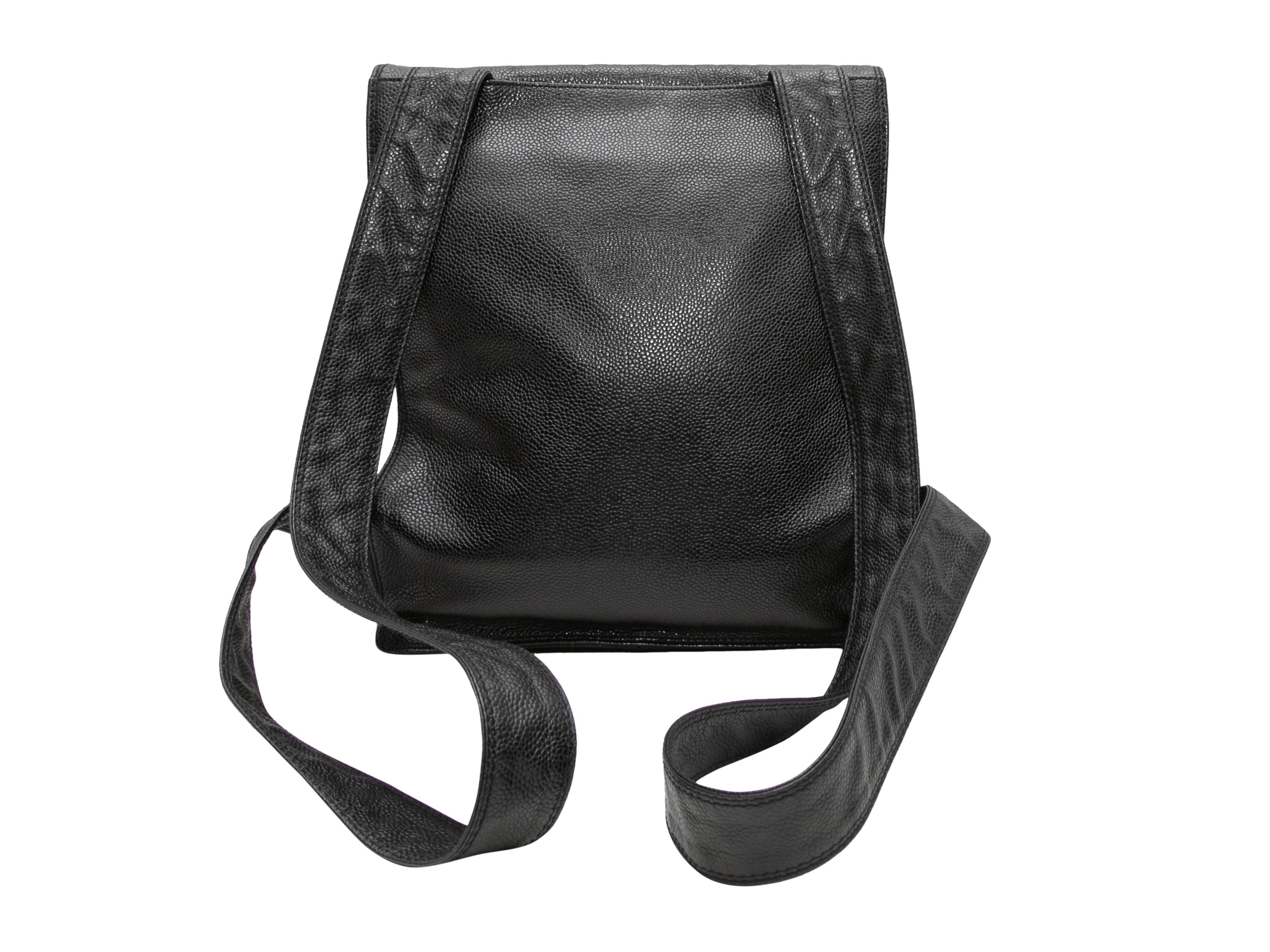 Vintage Black Chanel Caviar Leather CC Backpack In Good Condition In New York, NY