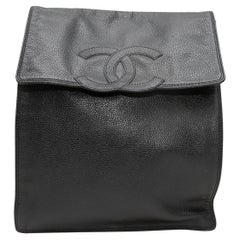 Vintage Black Chanel Caviar Leather CC Backpack