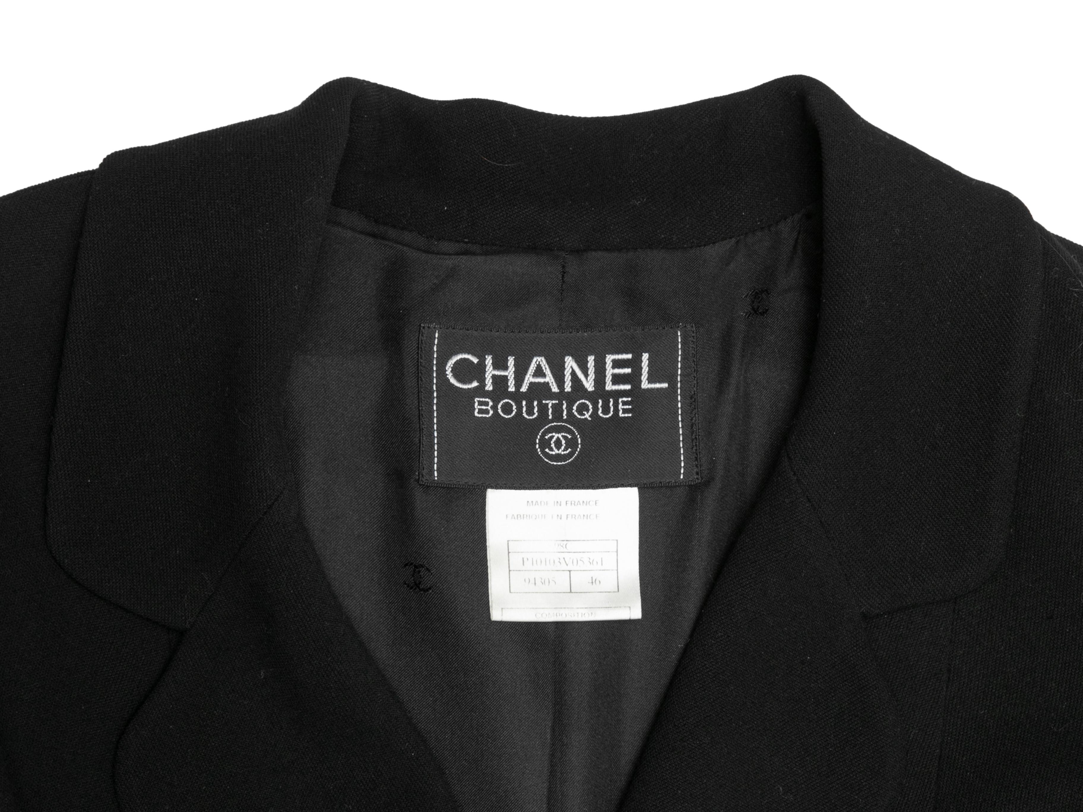Women's or Men's Vintage Black Chanel Cruise 1998 Wool Jacket Size FR 46