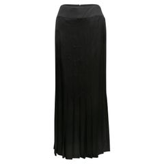 Vintage Black Chanel Cruise 2005 Silk Maxi Skirt Size FR 48