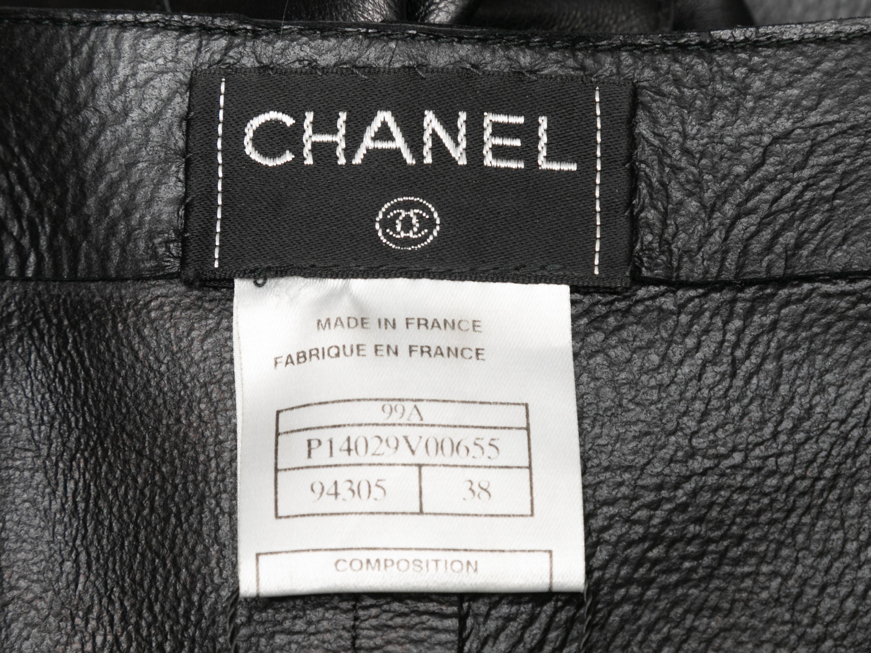 Vintage Black Chanel Fall/Winter 1999 Leather Wrap Skirt Size FR 38 1