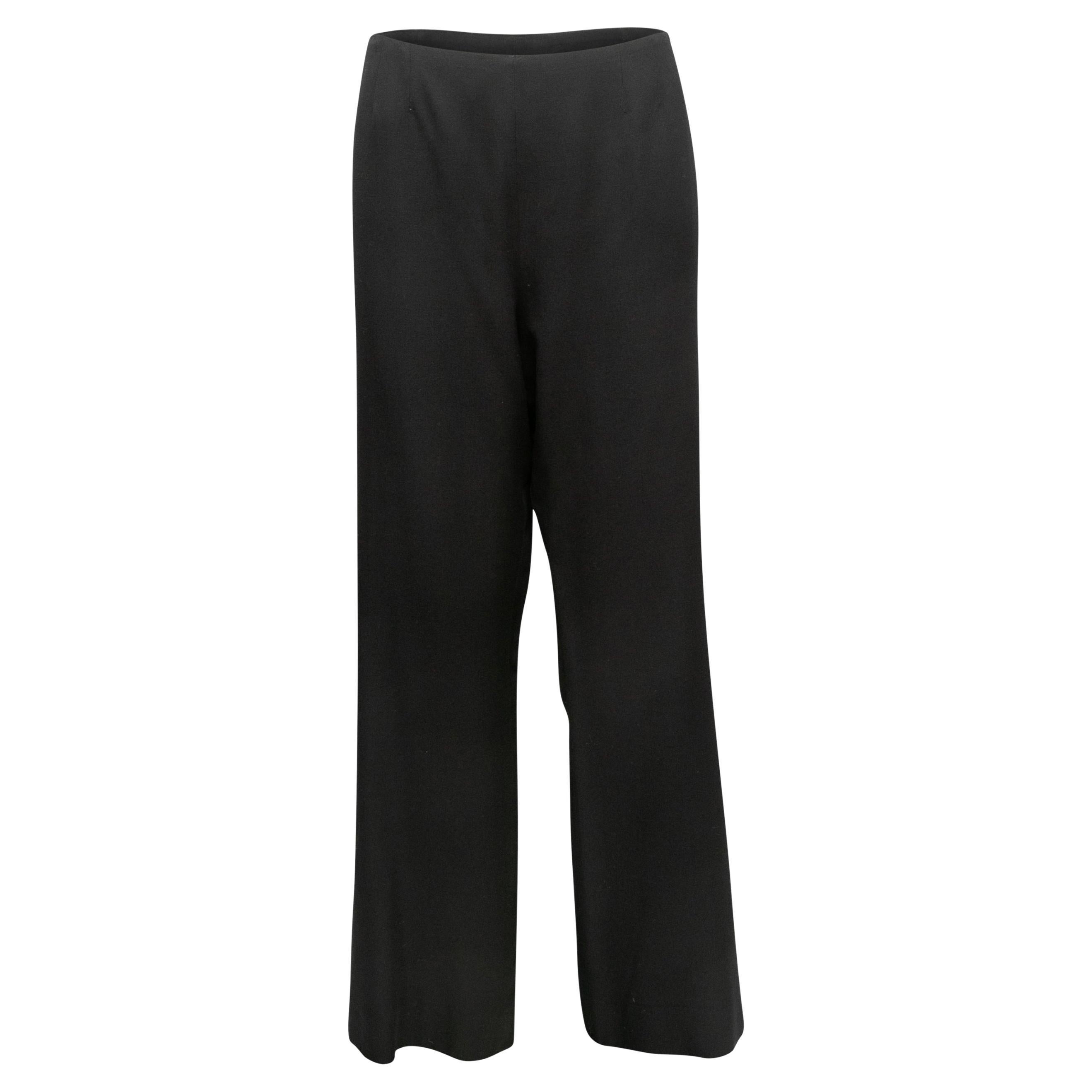 Vintage Black Chanel Fall/Winter 2000 Wool Trousers Size FR 46 For Sale