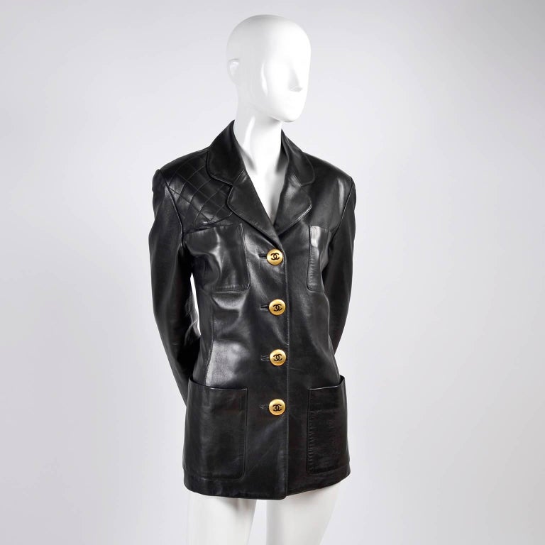 chanel vintage leather jacket women