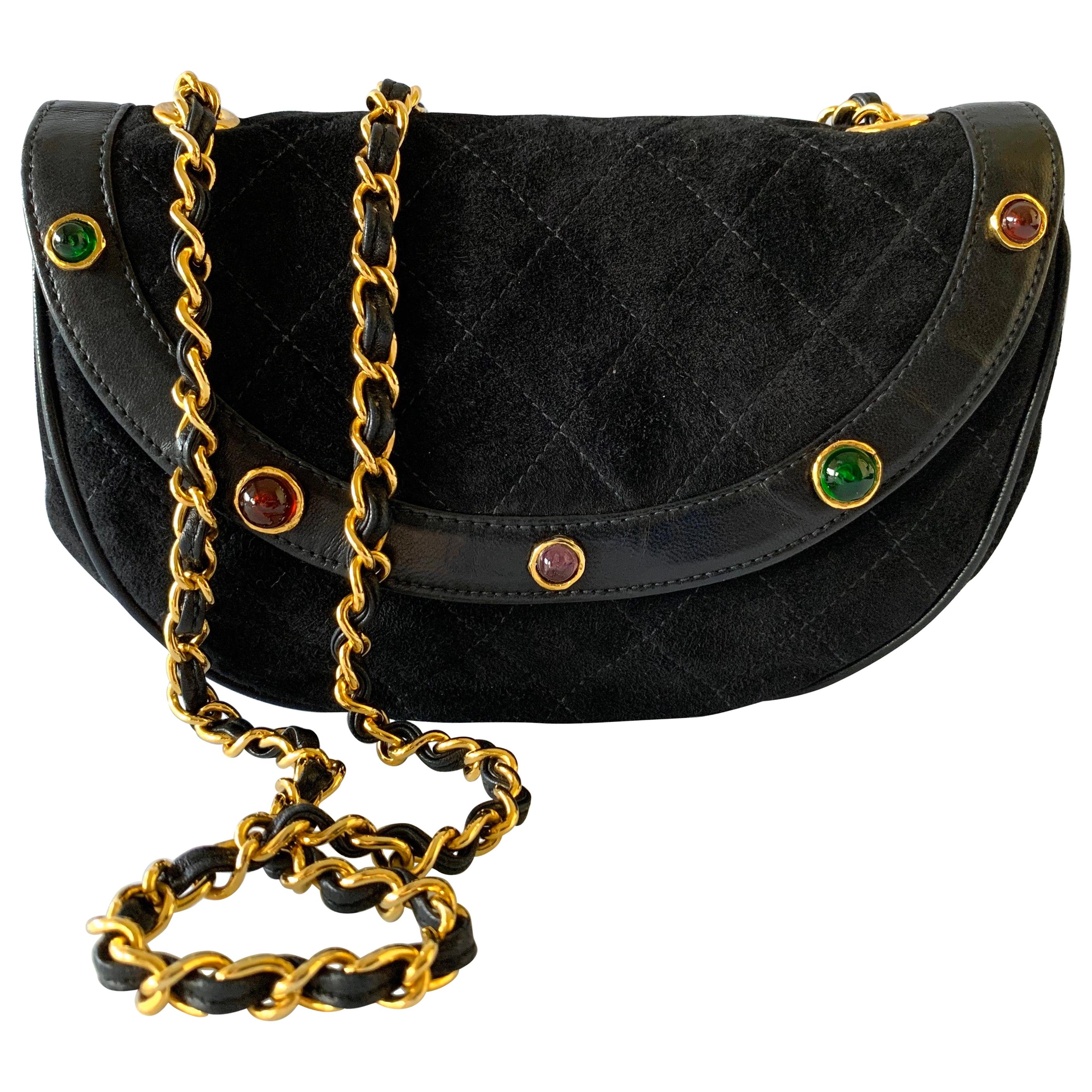 Chanel Quilted Gilt Gripoix Cross-body Vintage Handbag
