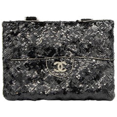 Vintage Black Chanel Sequence Top Handle Bag