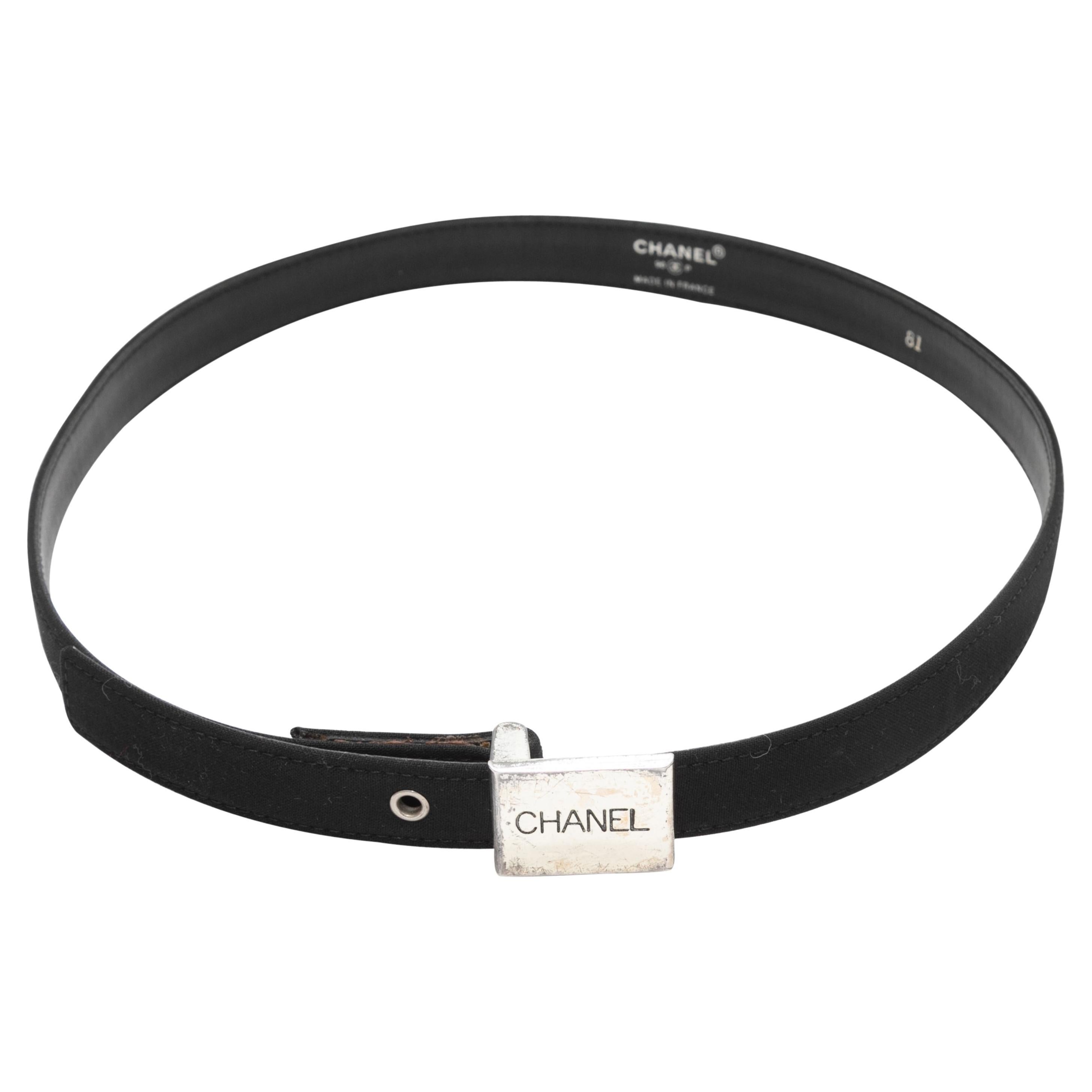 Vintage Black Chanel Spring/Summer 1996 Belt Size US XS For Sale