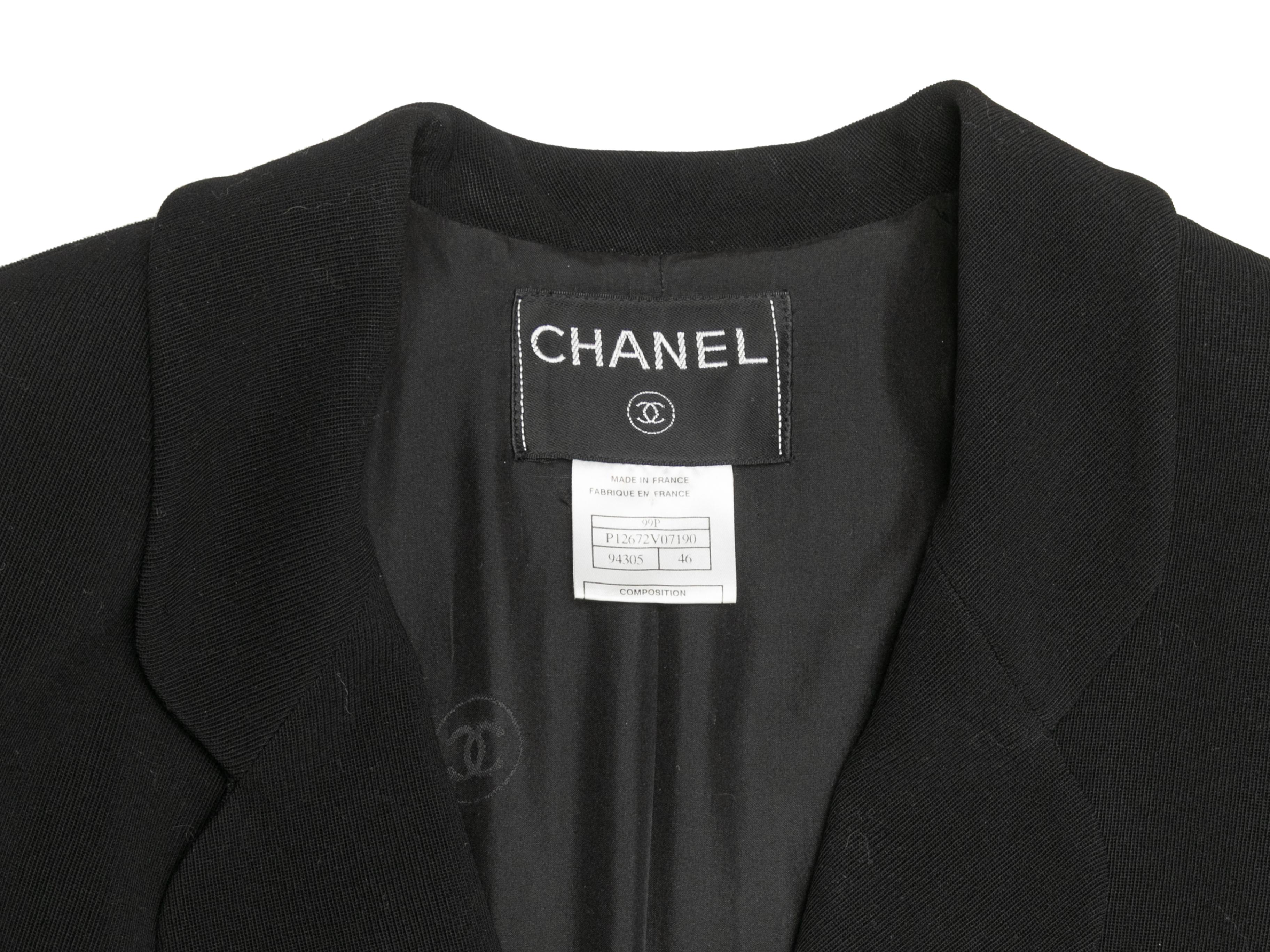 Vintage Black Chanel Spring/Summer 1999 Wool Coat Size FR 46 2