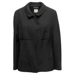 Vintage Black Chanel Spring/Summer 2001 Wool Jacket Size FR 48