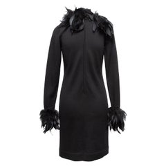 Schwarzes Chrisitan Dior Vintage-Kleid mit Federbesatz