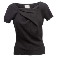 Vintage Black Christian Dior Cashmere Short Sleeve Top