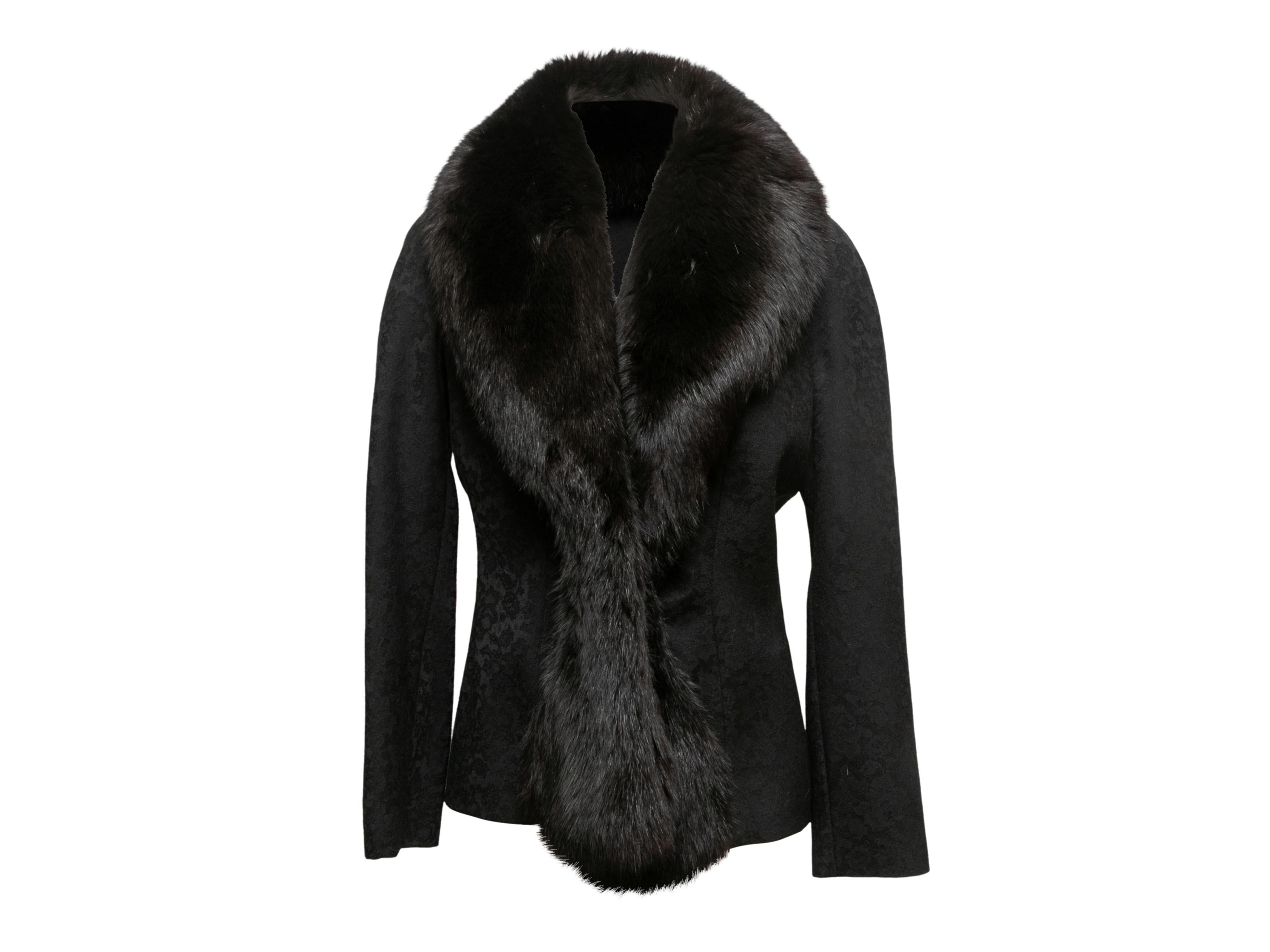 Vintage black wool jacket by Christian Dior. From the Fall/Winter 1998 Collection. Fox fur shawl collar. 40