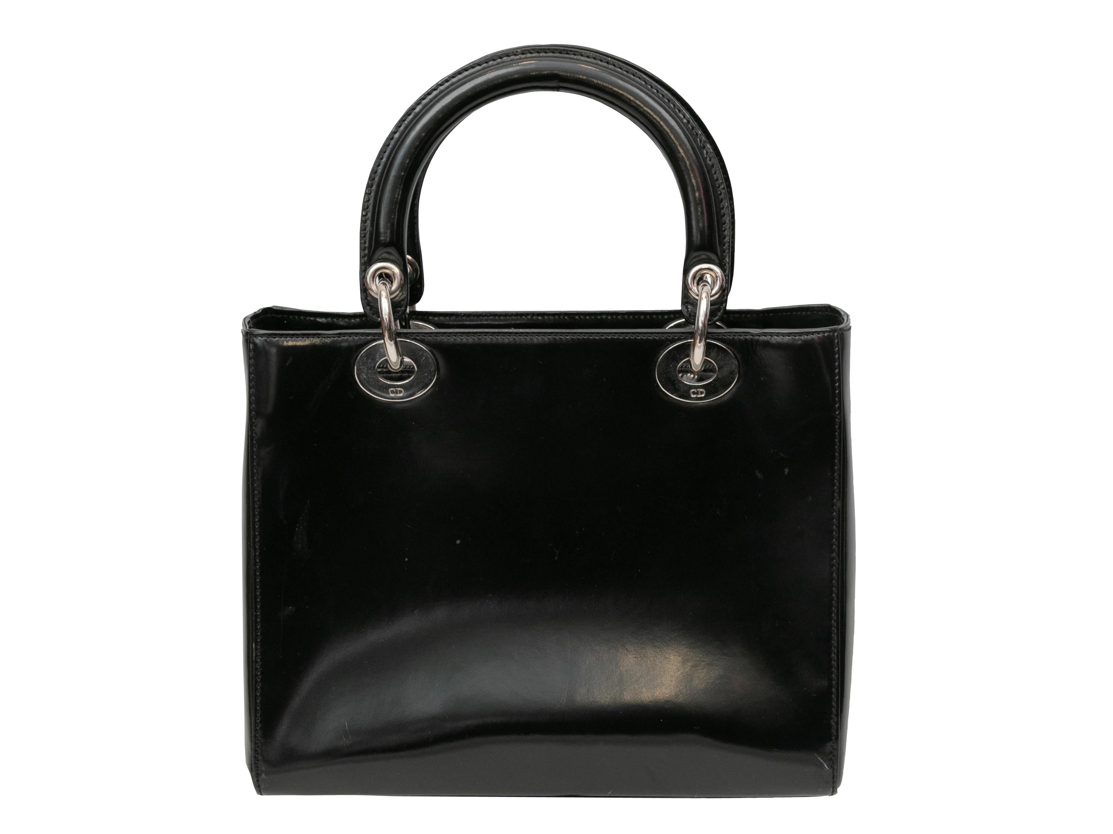 Vintage Black Christian Dior Medium Patent Lady Dior Bag For Sale 1