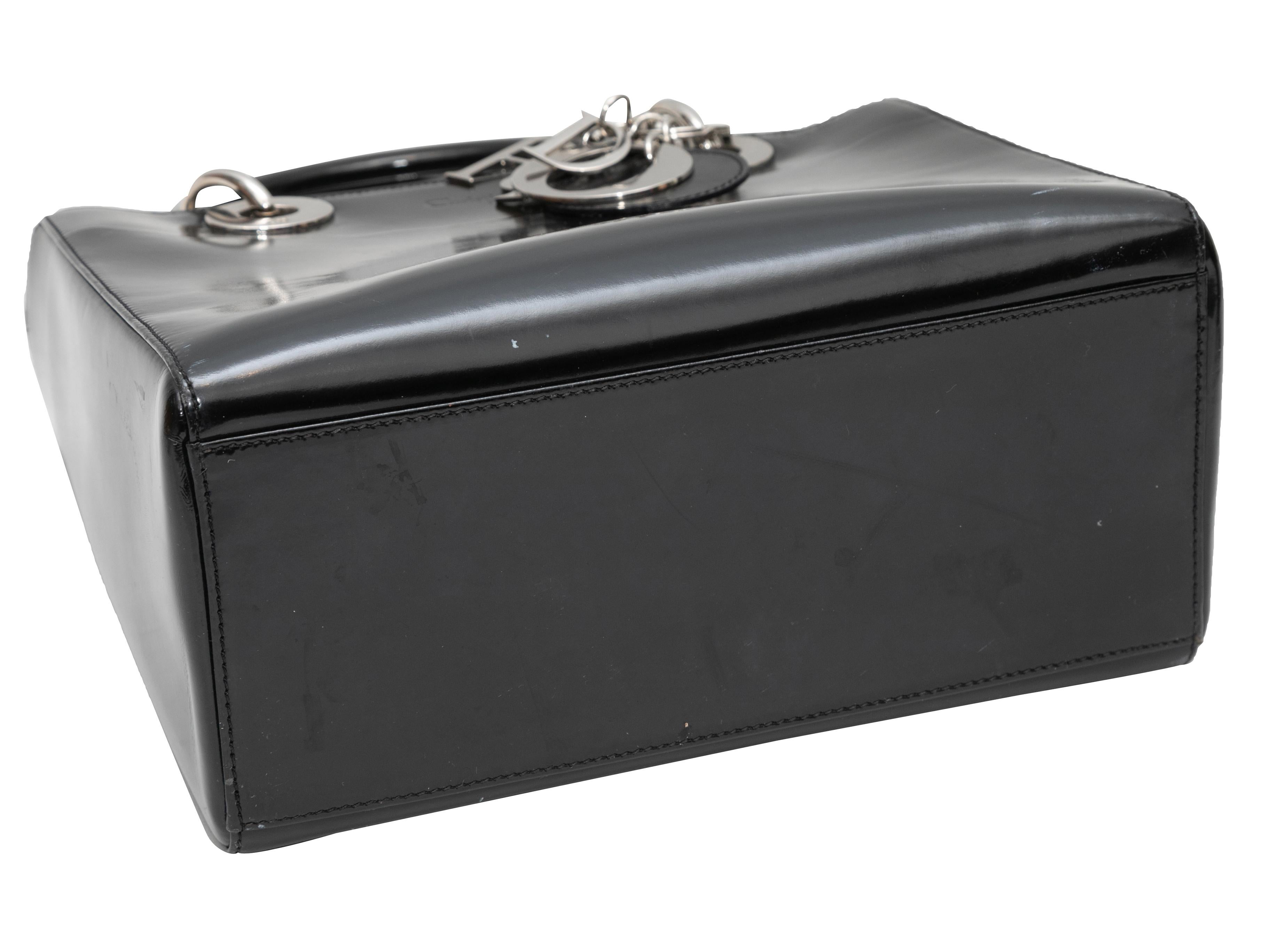Vintage Black Christian Dior Medium Patent Lady Dior Bag For Sale 2