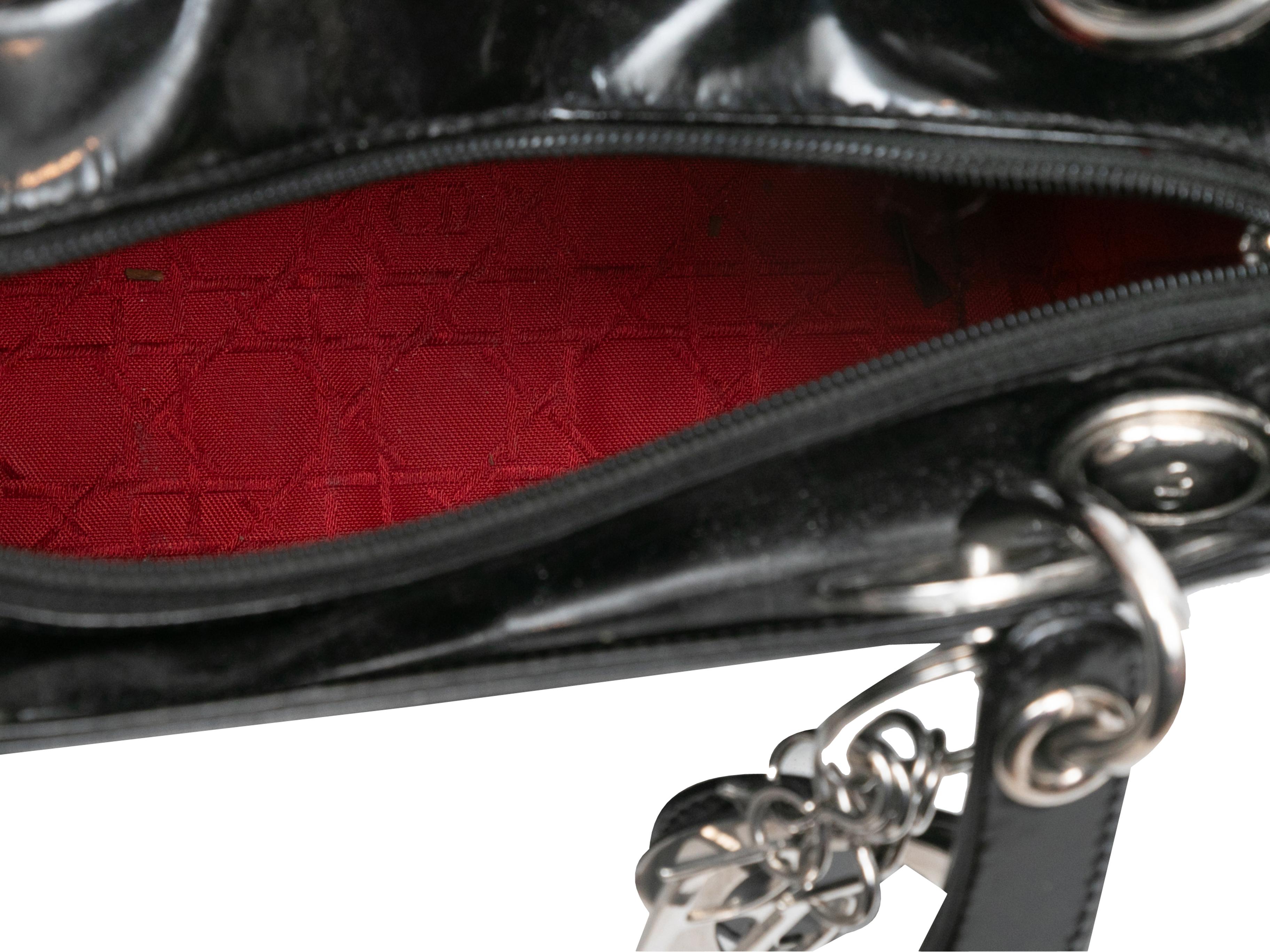 Vintage Black Christian Dior Medium Patent Lady Dior Bag For Sale 4