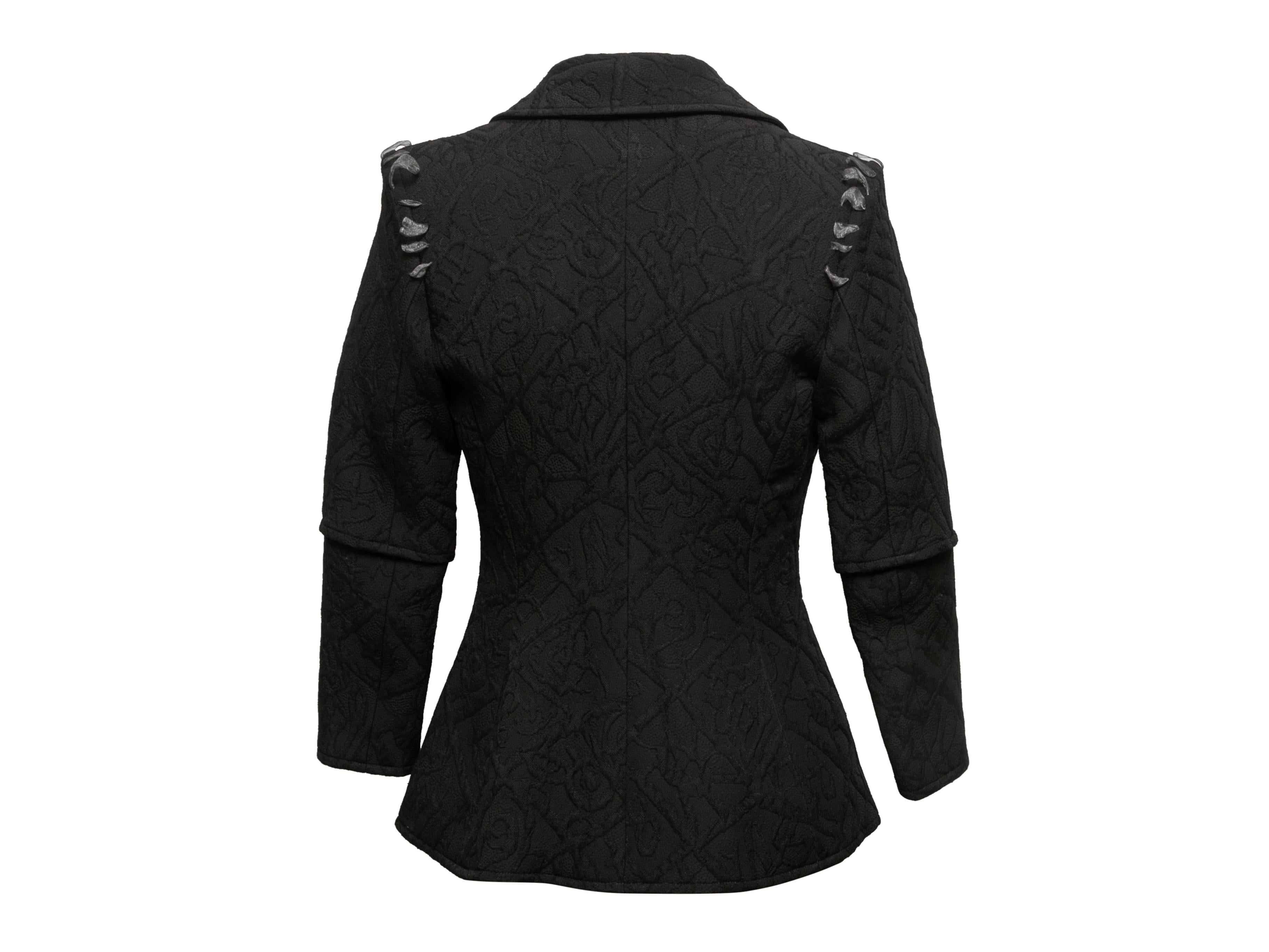 Women's or Men's Vintage Black Christian Lacroix 90s Jacquard Blazer Size US S For Sale