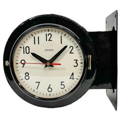 Retro Black Citizen Double-Sided Navy Wall Clock, 1980s