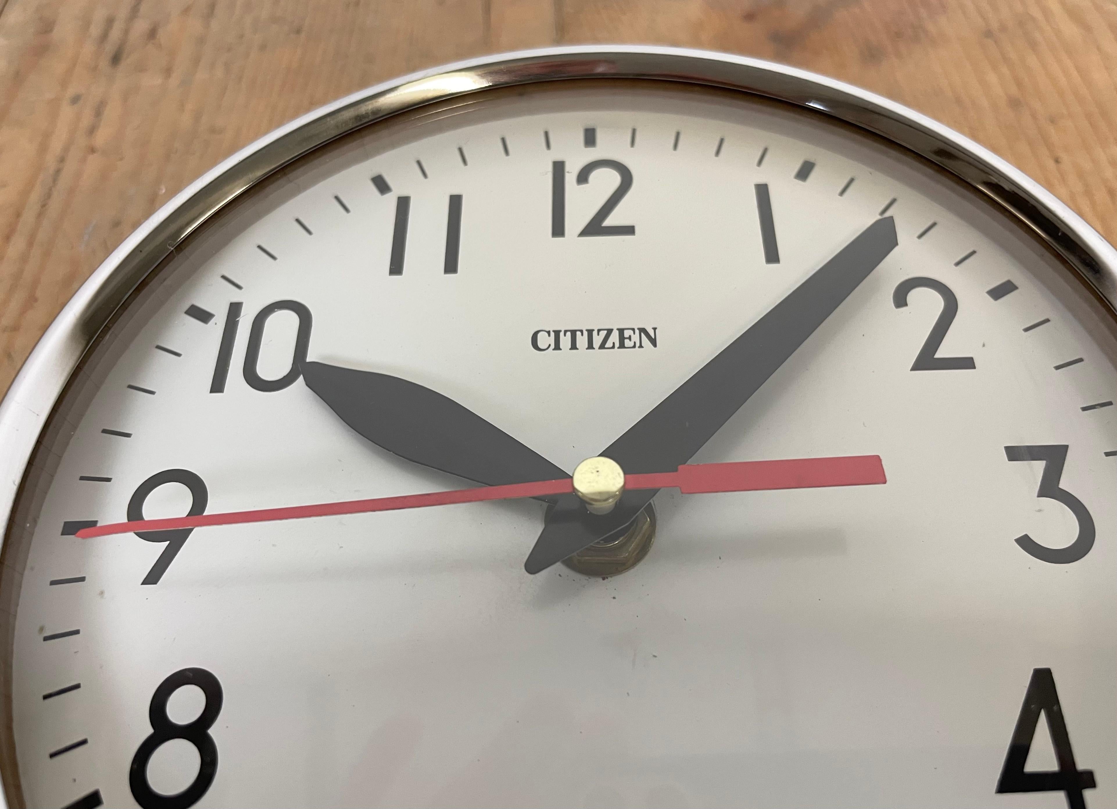 Vintage Black Citizen Navy Wall Clock, 1970s 3