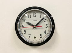 Vintage Black Citizen Navy Wall Clock, 1970s