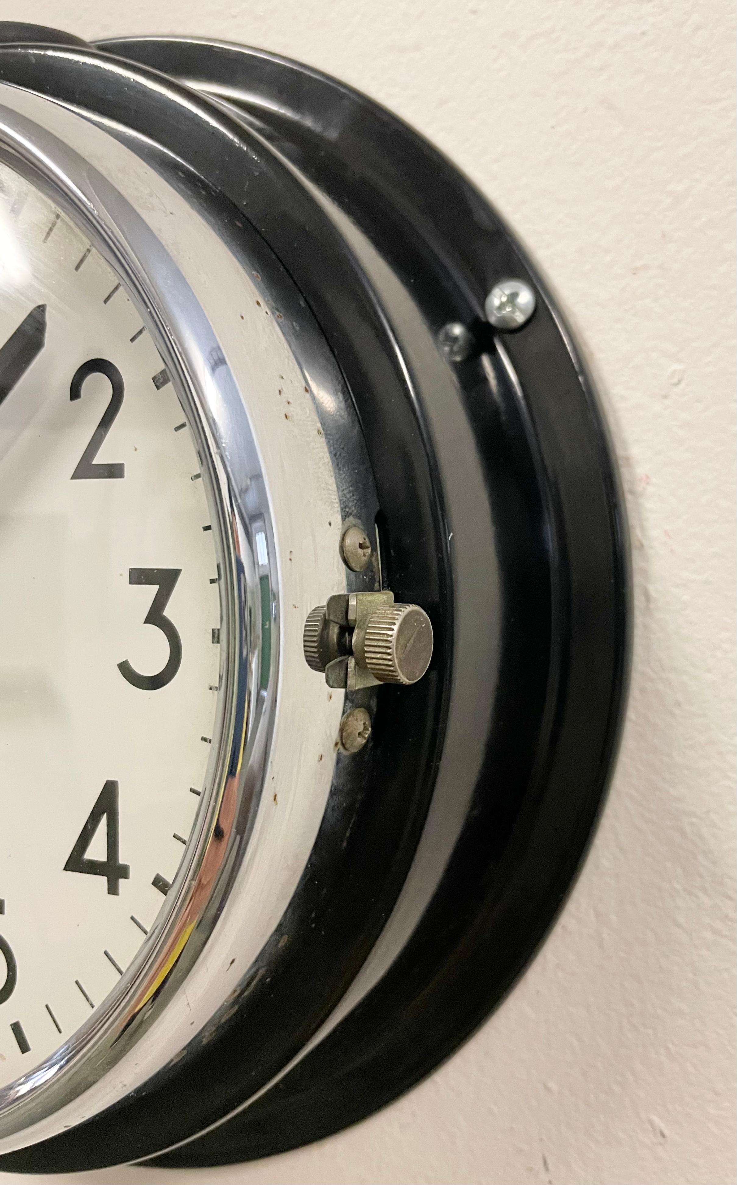 Late 20th Century Vintage Black Citizen Navy Wall Clock, 1970s