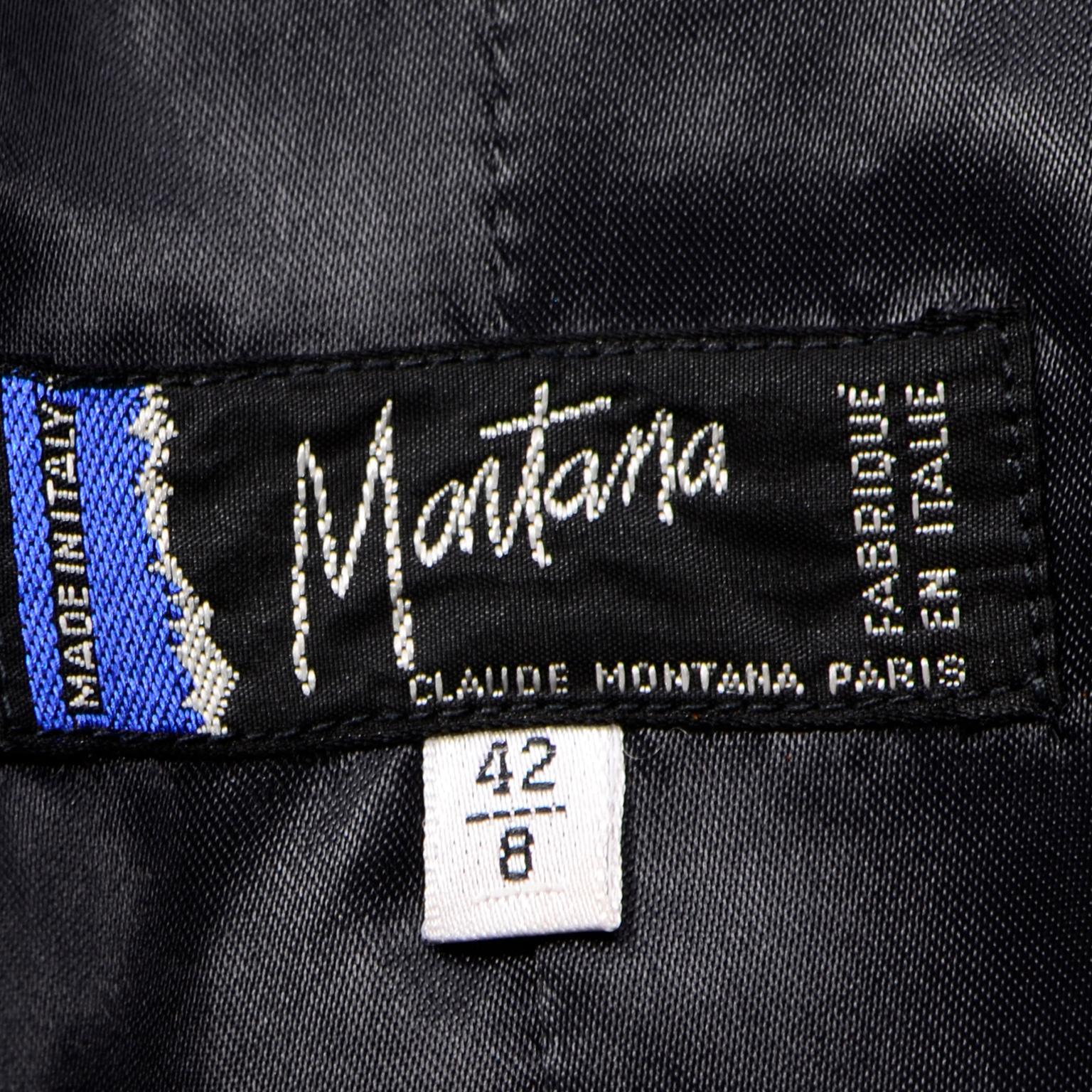 Vintage Black Claude Montana Asymmetrical Blazer Jacket W Antiqued Silver Discs 4