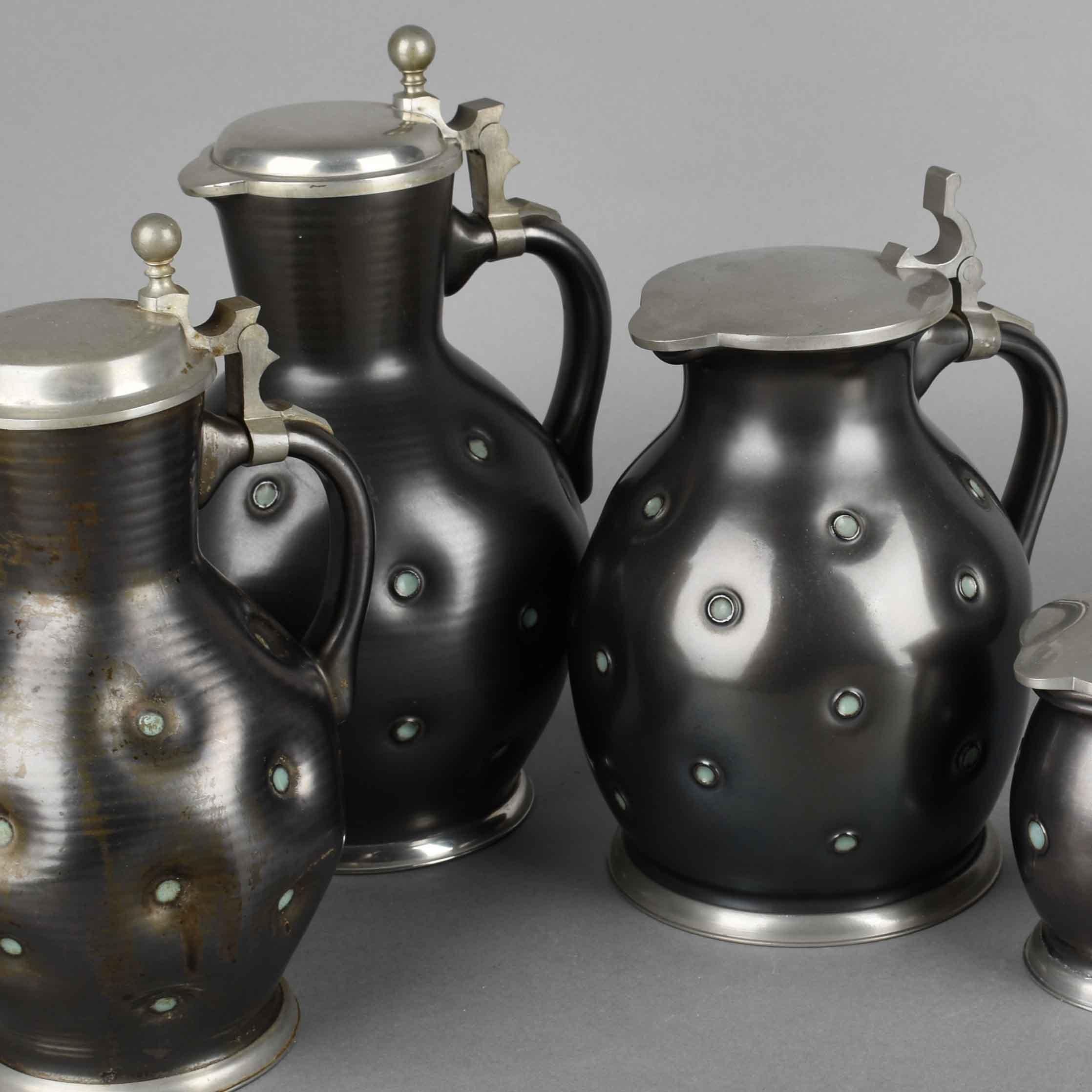 Vintage Black Coffee Set by Eugen Wiedamann, Germany, 1950s-1960s In Good Condition For Sale In Roma, IT