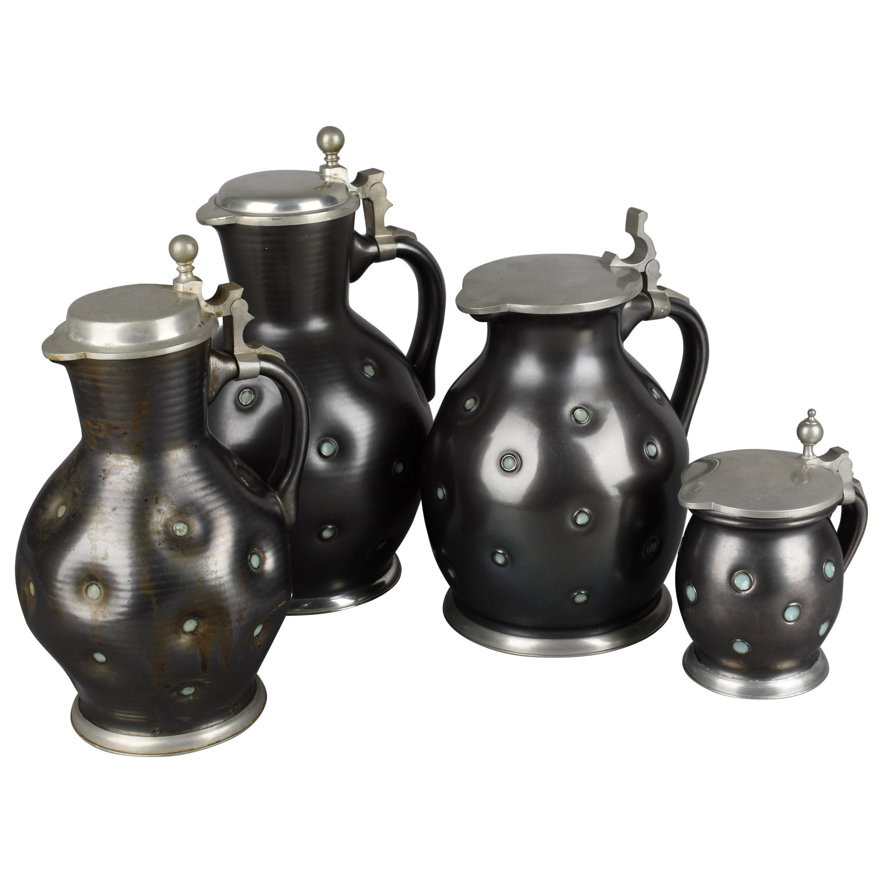 Vintage Black Coffee Set by Eugen Wiedamann, Germany, 1950s-1960s