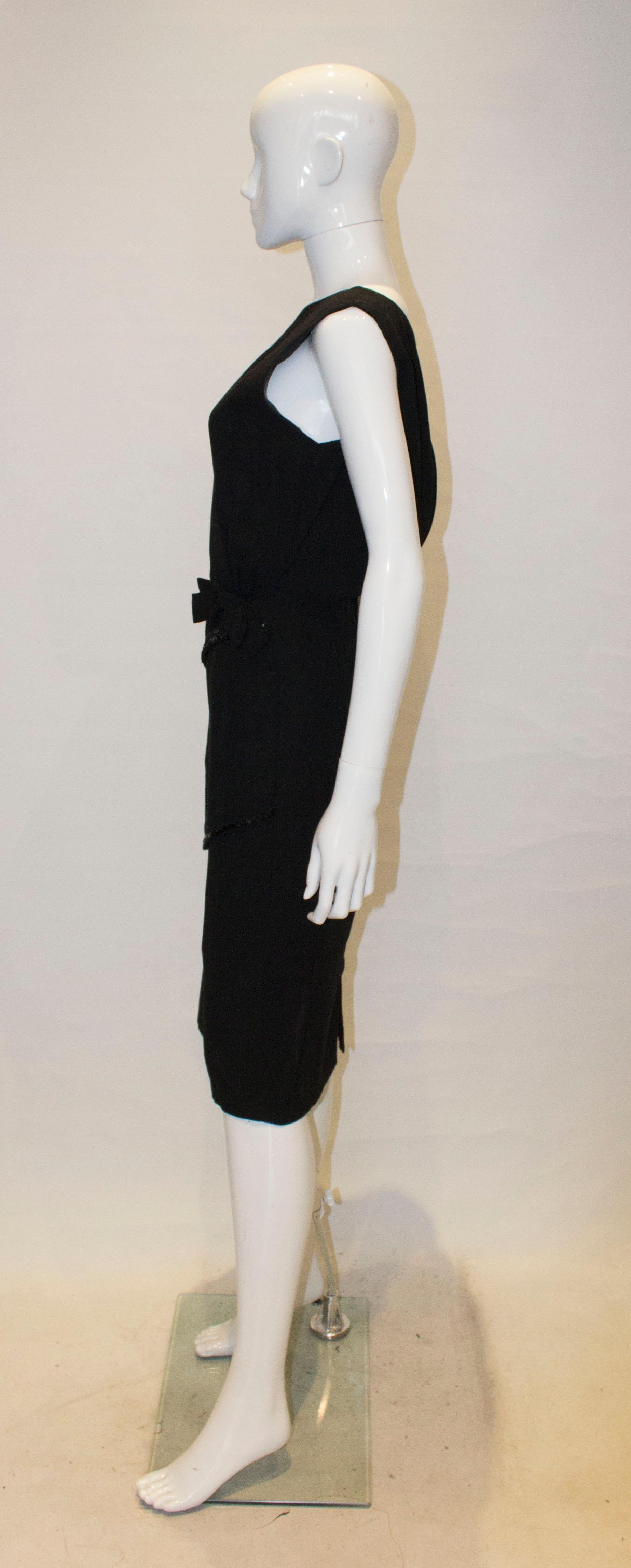 Women's Vintage Black Crepe Dress with Sequin Detail For Sale