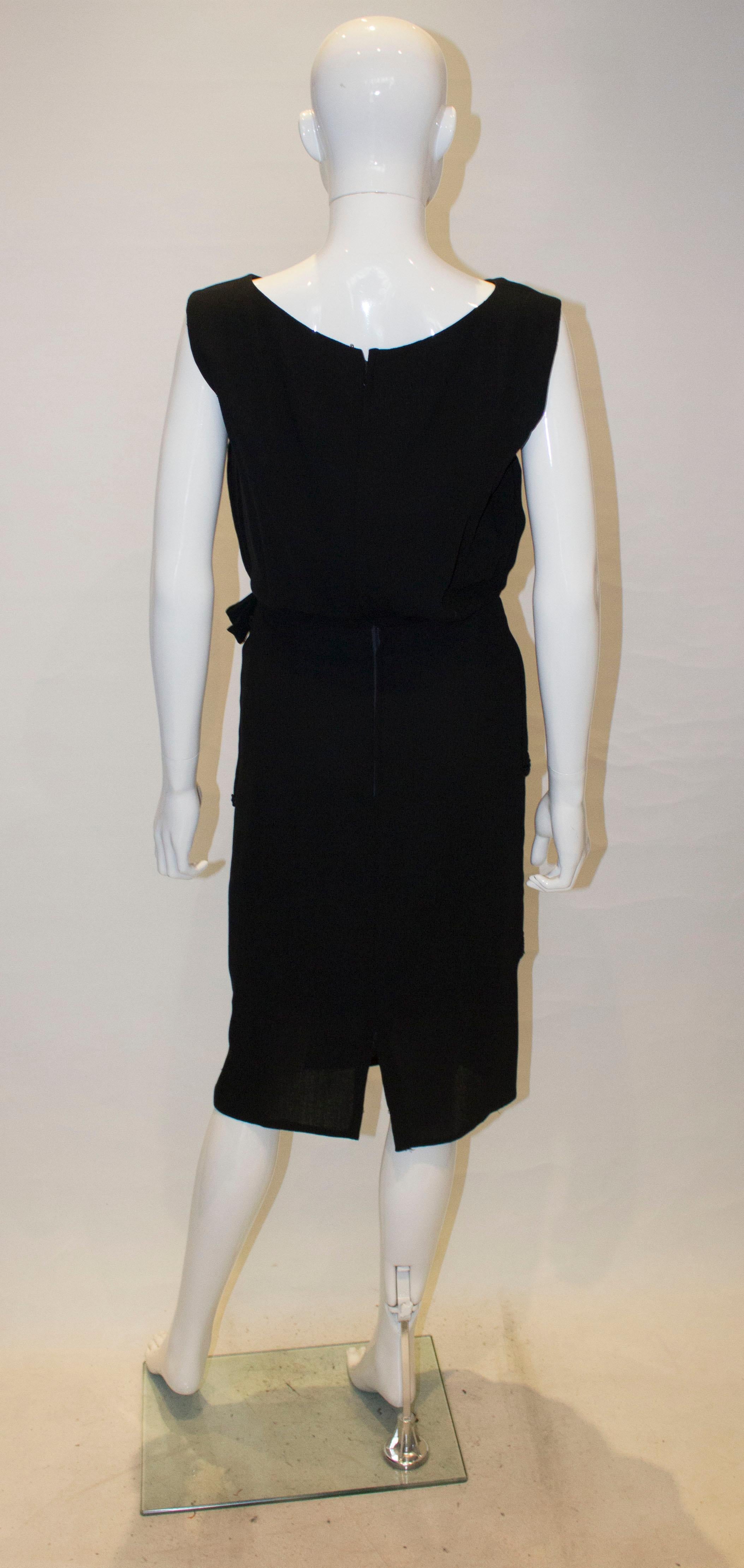 Vintage Black Crepe Dress with Sequin Detail For Sale 1